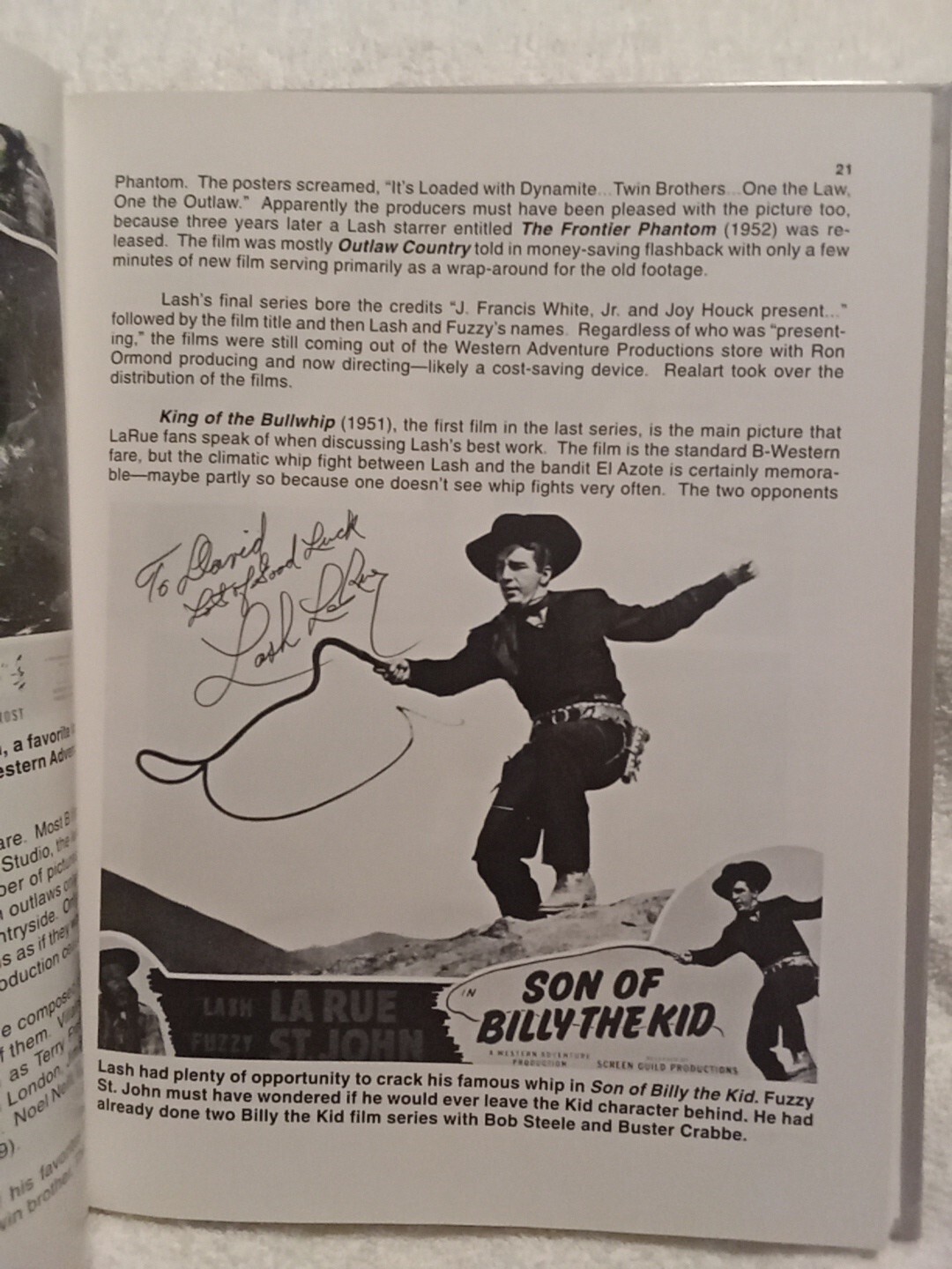 Lash LaRue King of the Bullwhip By Chuck Thornton & David Rothel HC Western Film