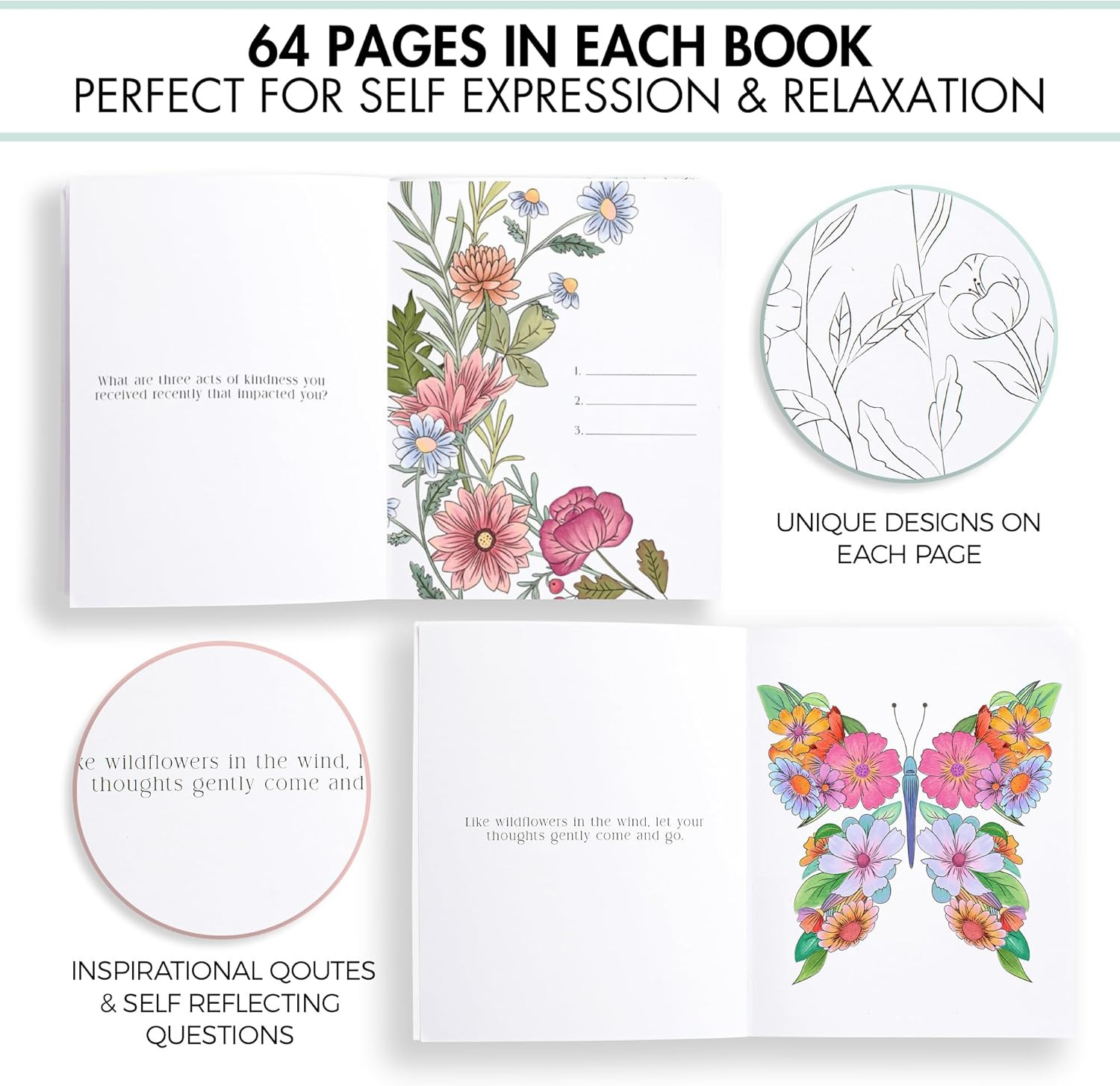 Beautiful Adult Coloring Book Set of 2 for Relaxation – Gratitude