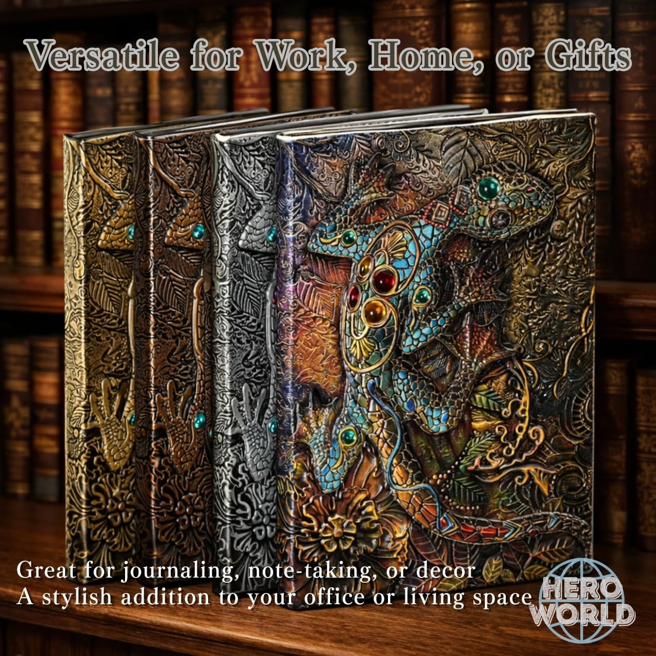Embossed Lizard Journal A5 5.8 x 8.3 in Hardcover Leather Notebook Vintage Fa…