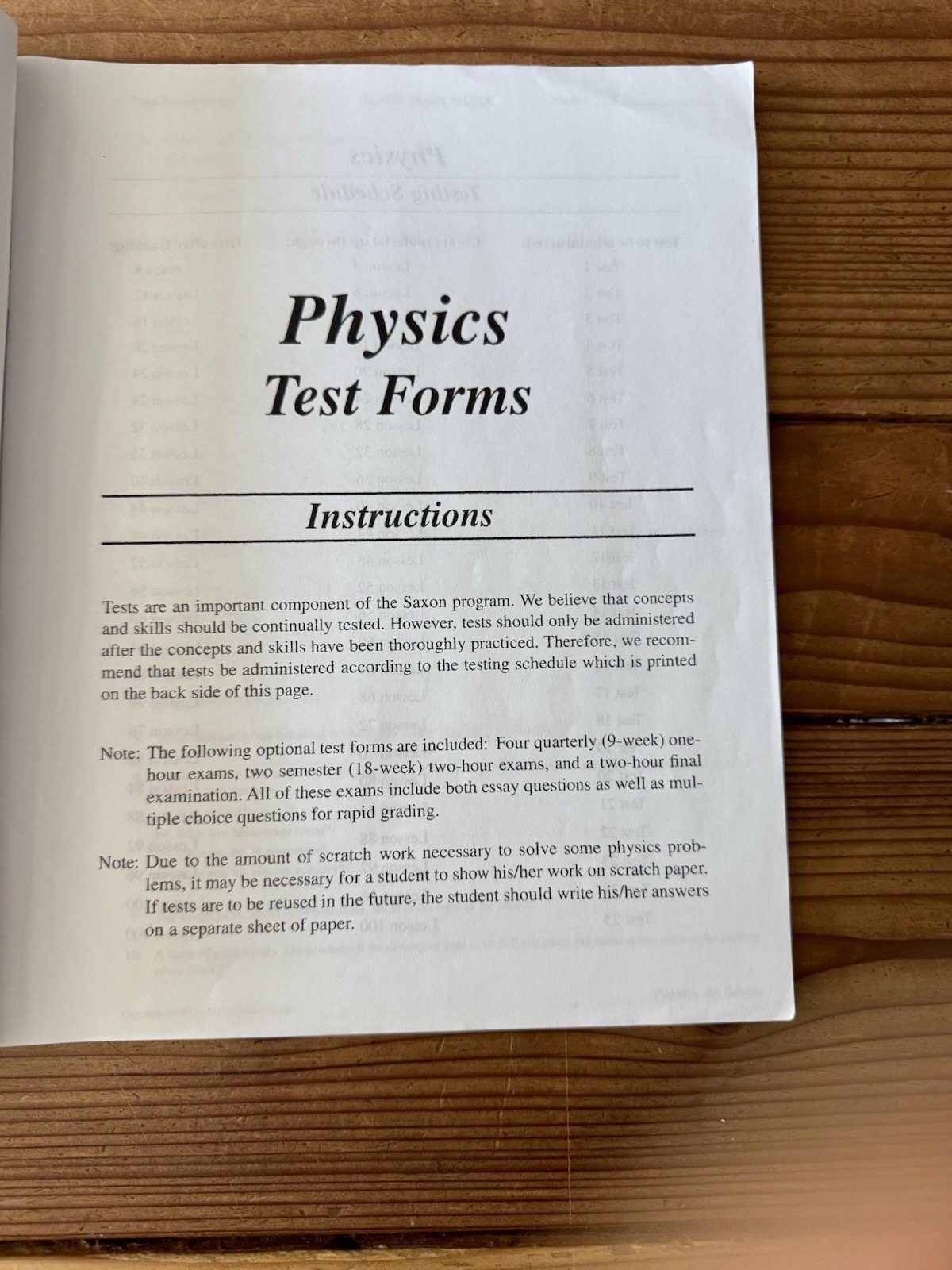 Saxon Math PHYSICS Text, Solutions Manual, Homeschool Packet, Tests