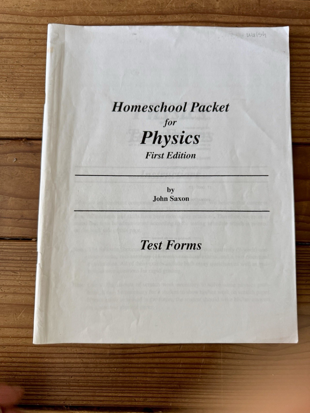 Saxon Math PHYSICS Text, Solutions Manual, Homeschool Packet, Tests