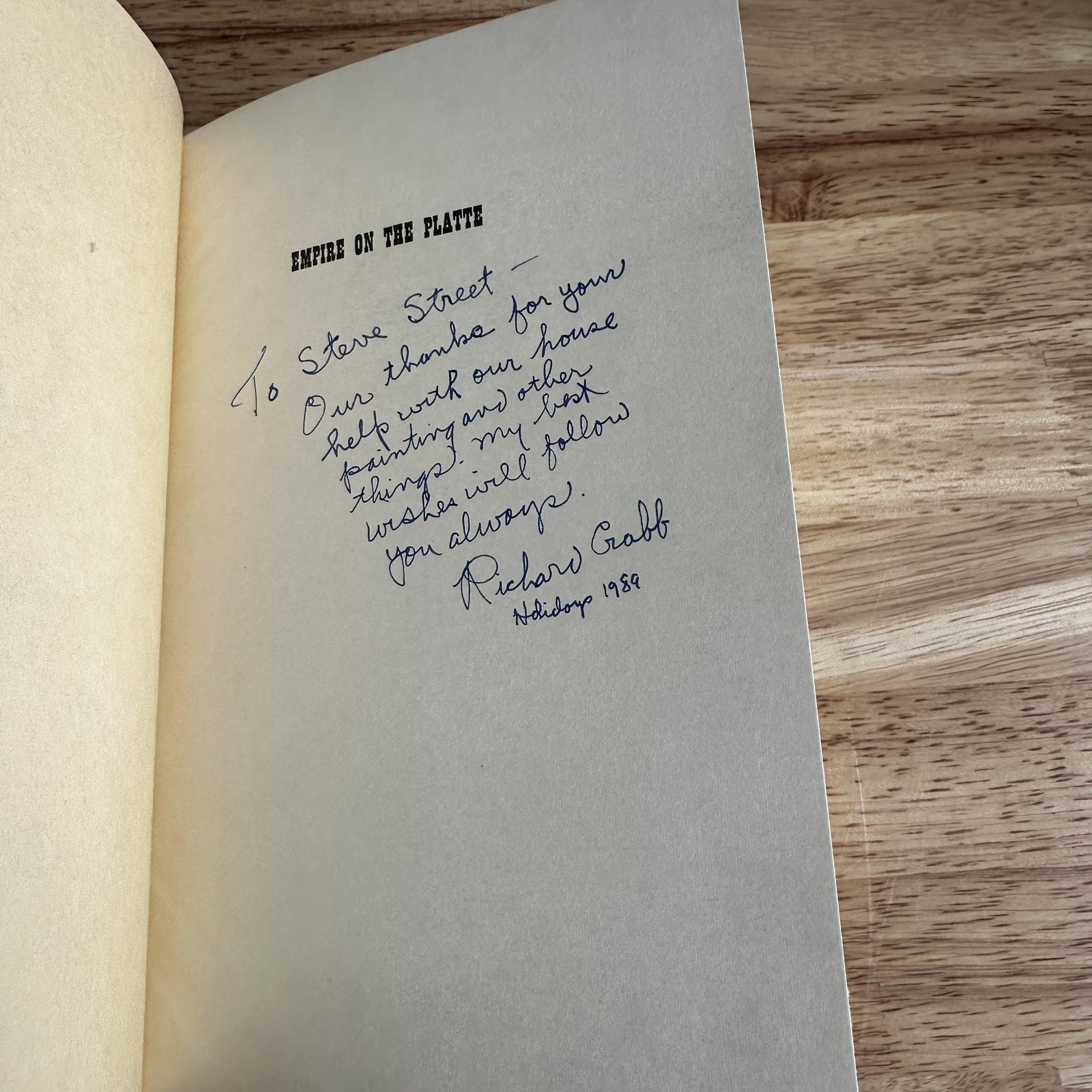 Empire on the Platte by Richard Crabb 1967 First Edition Signed & Inscribed