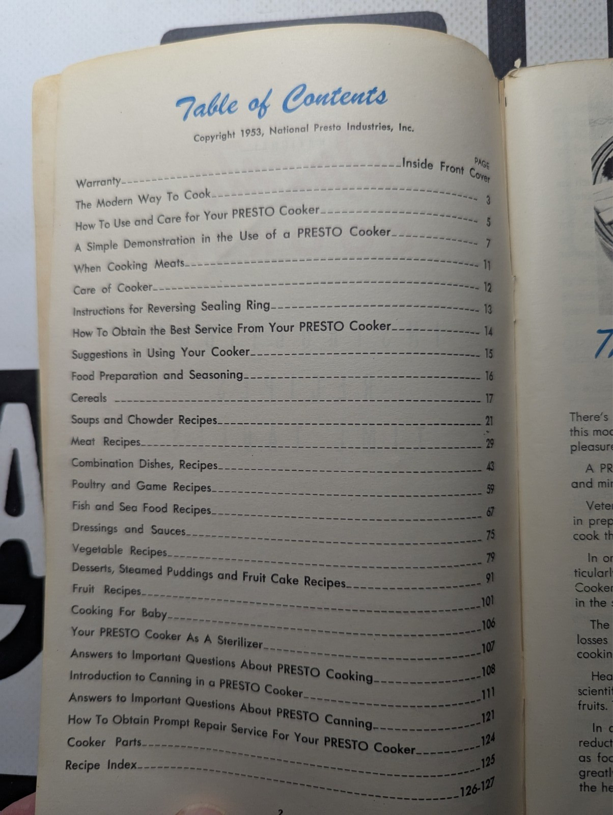 Presto Cooker Recipe Book Models 603, 604, 606 Instructions VTG 1953-127 pages
