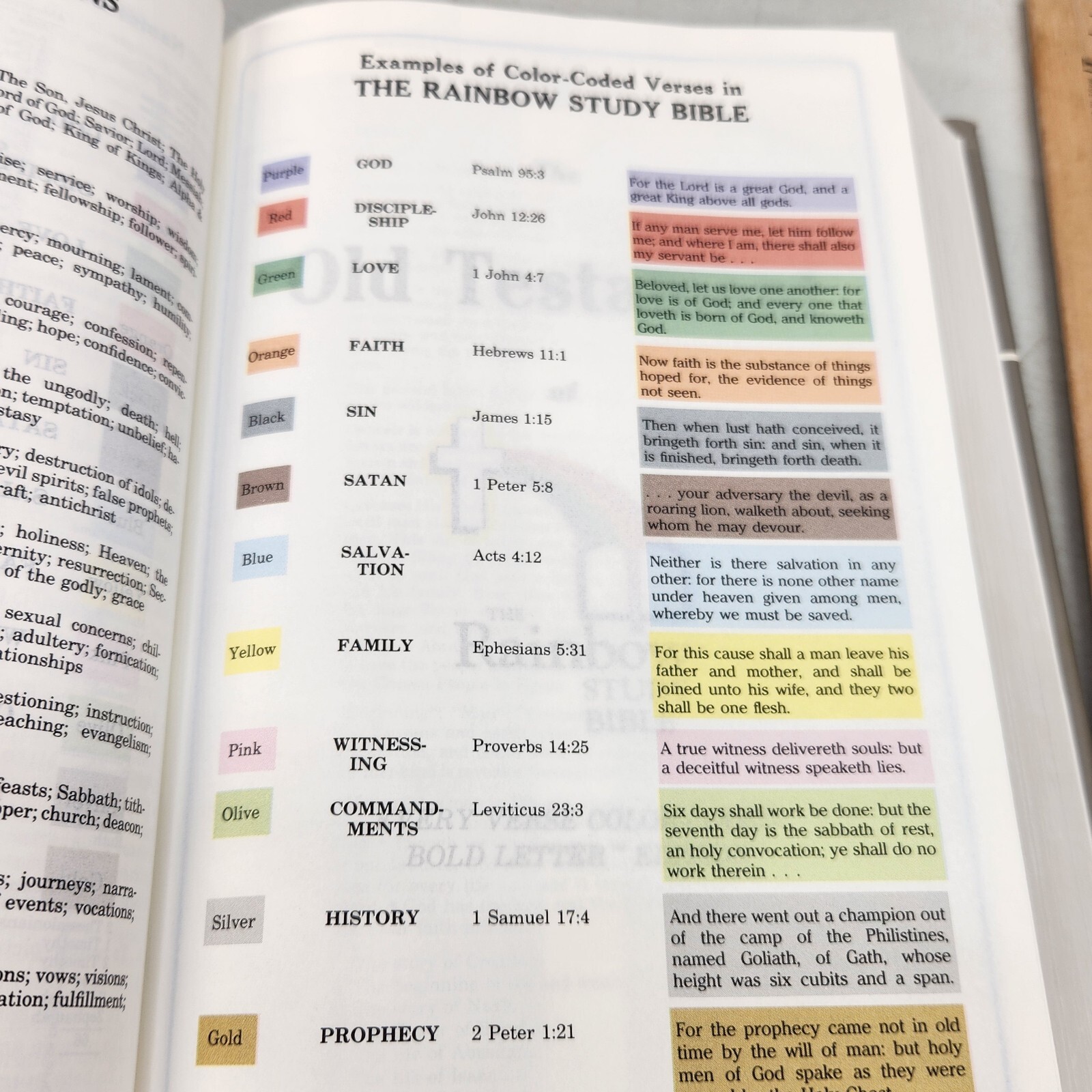 The Rainbow Study Bible (1986) Color Coded Burgundy Hardback & Dust Jacket