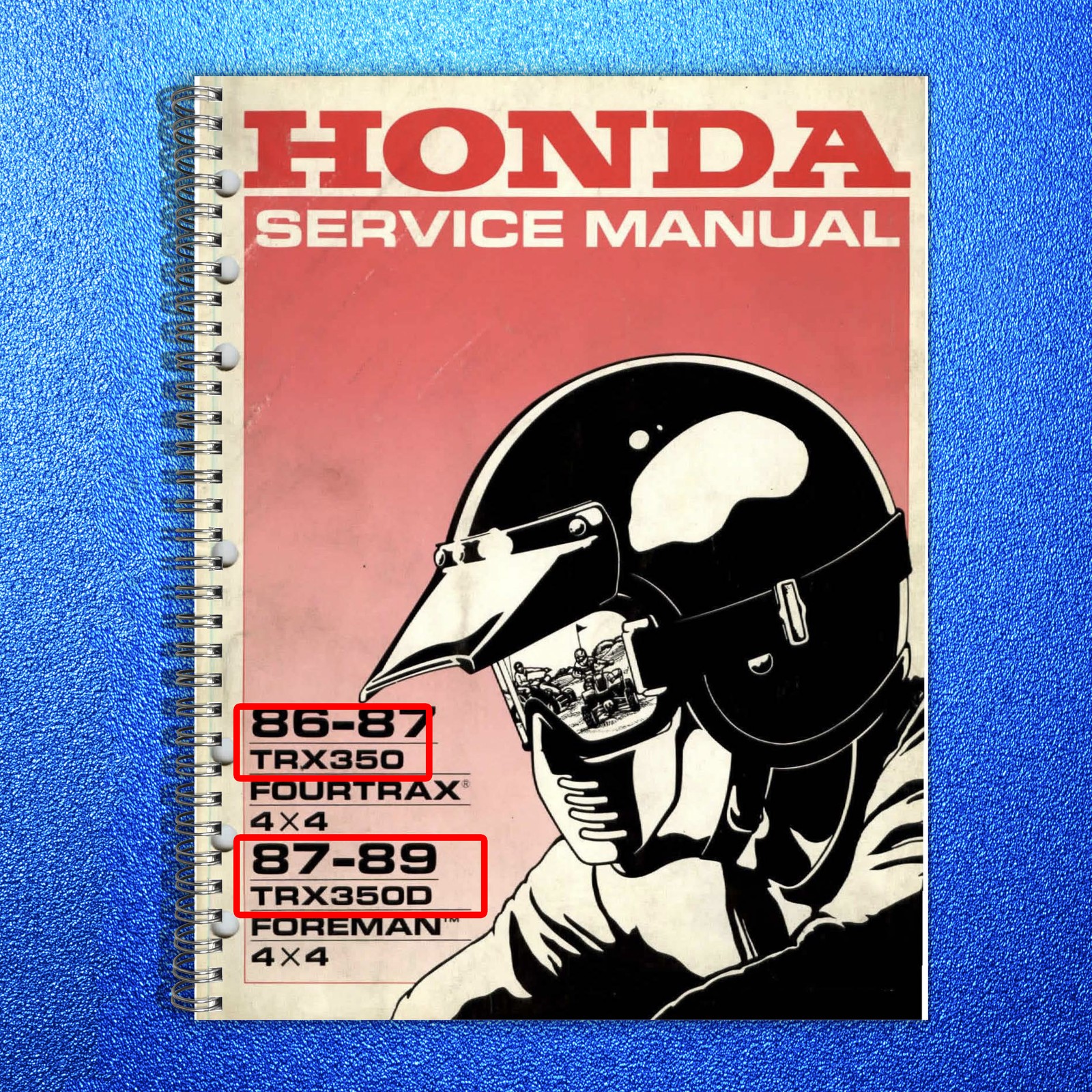 HONDA TRX350 Fourtrax Foreman ATV Service Manual 1985-1989 – WIRE BOUND – COVERS