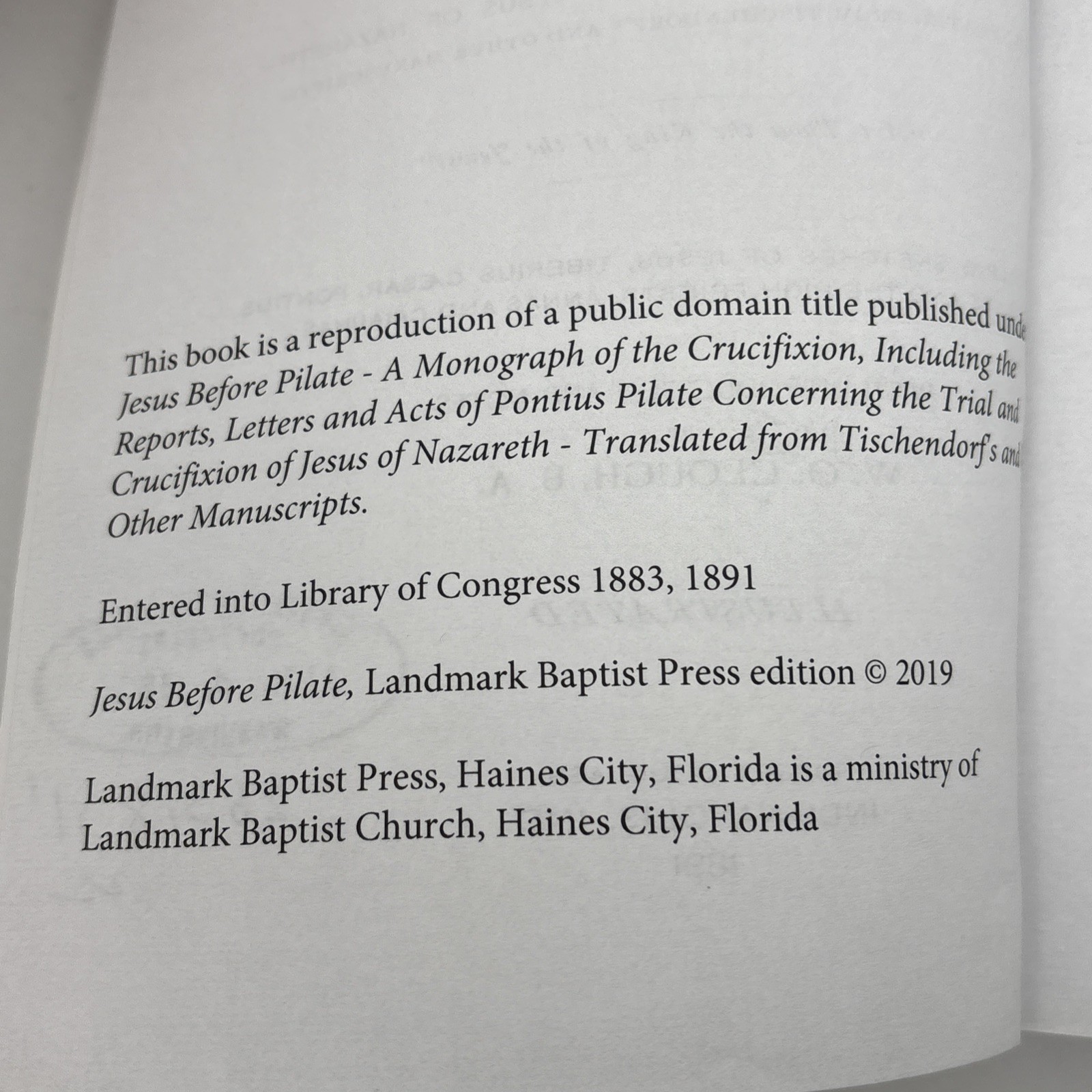 Jesus Before Pilate By Robert Douglass 1891 Landmark Baptist Press Edition 2019