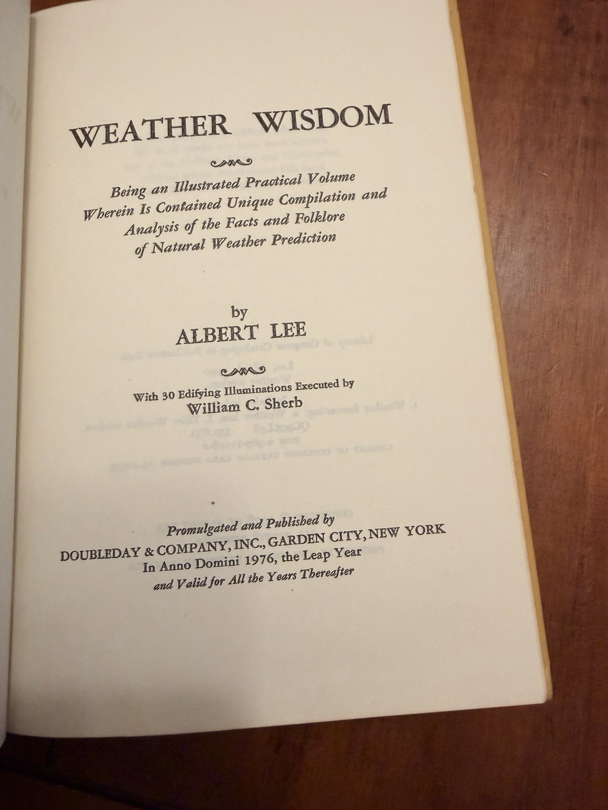 Weather Wisdom Albert Lee FACTS FOLKLORE natural predictions 1976 1st edition