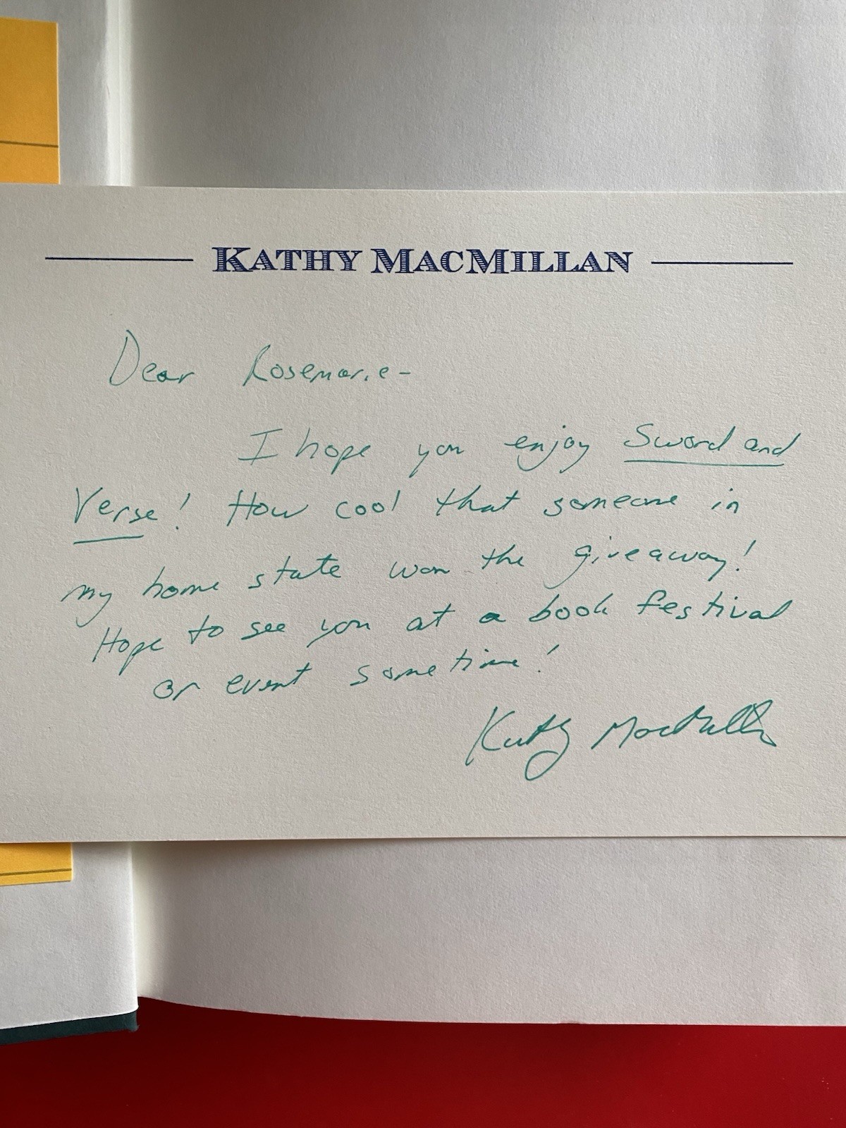 Kathy MacMillan Sword and Verse Signed Inscribed Hardcover HarperTeen 2016