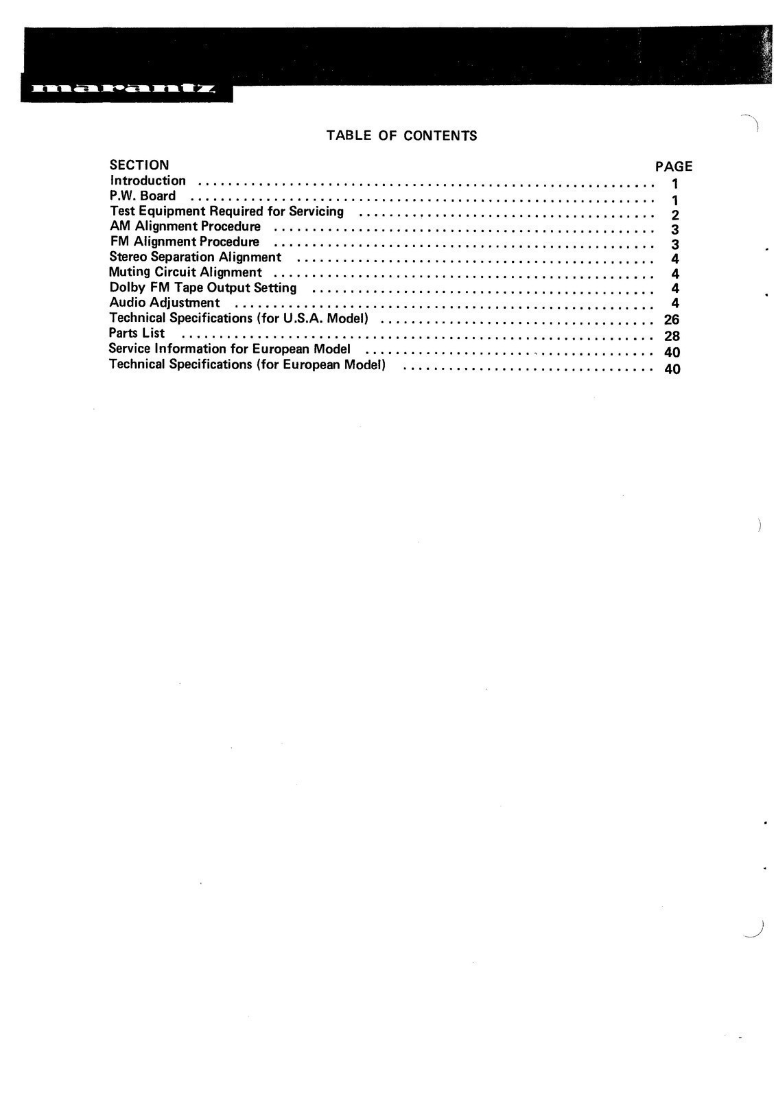 MARANTZ 2250B Stereophonic Receiver Service Manual – FRONT & BACK – FOLDOUTS