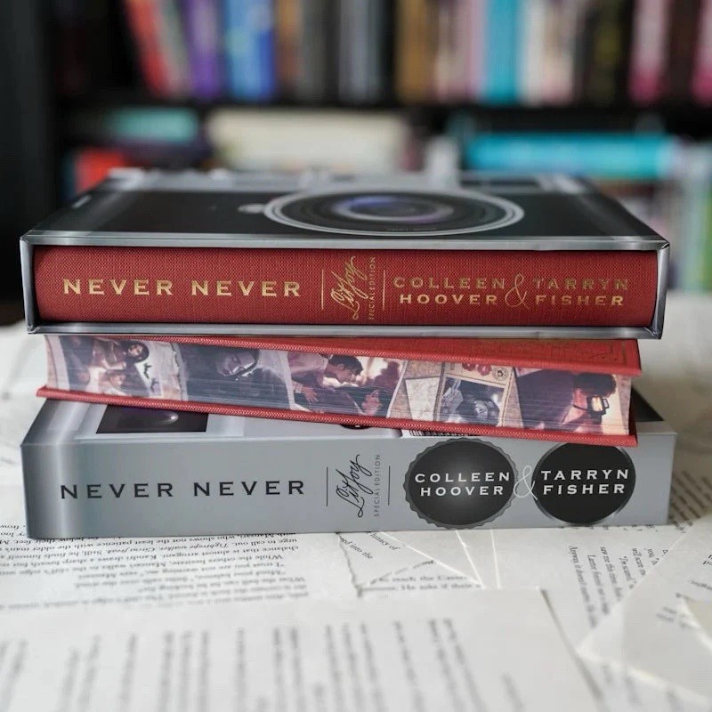 SIGNED Colleen Hoover Never Never complete with Tarryn Fisher Litjoy HC Edition