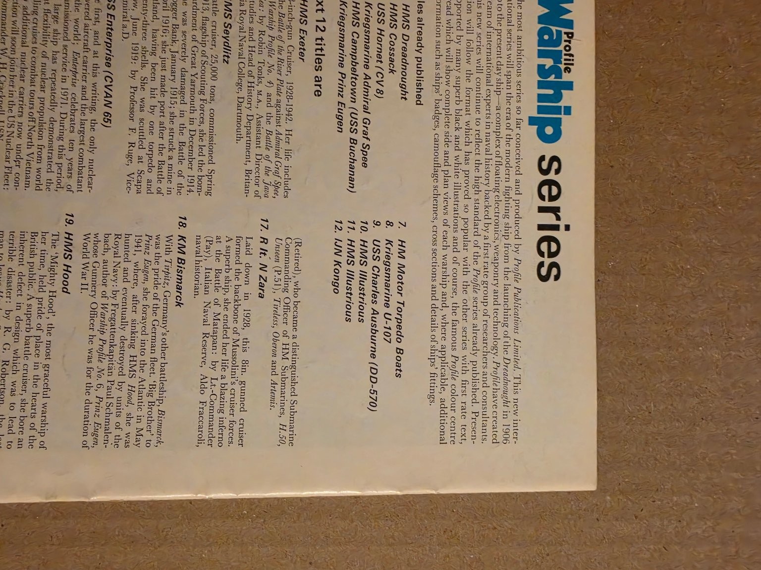 Warship Profile 9 USS Charles Ausburne Fletcher Class Destroyer 1971 Naval