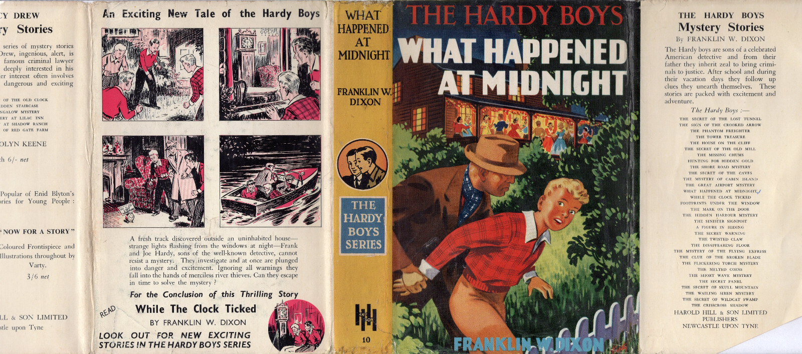 HARDY BOYS #10 – WHAT HAPPENED AT MIDNIGHT – w/DJ VERY RARE UK HAROLD HILL 1955