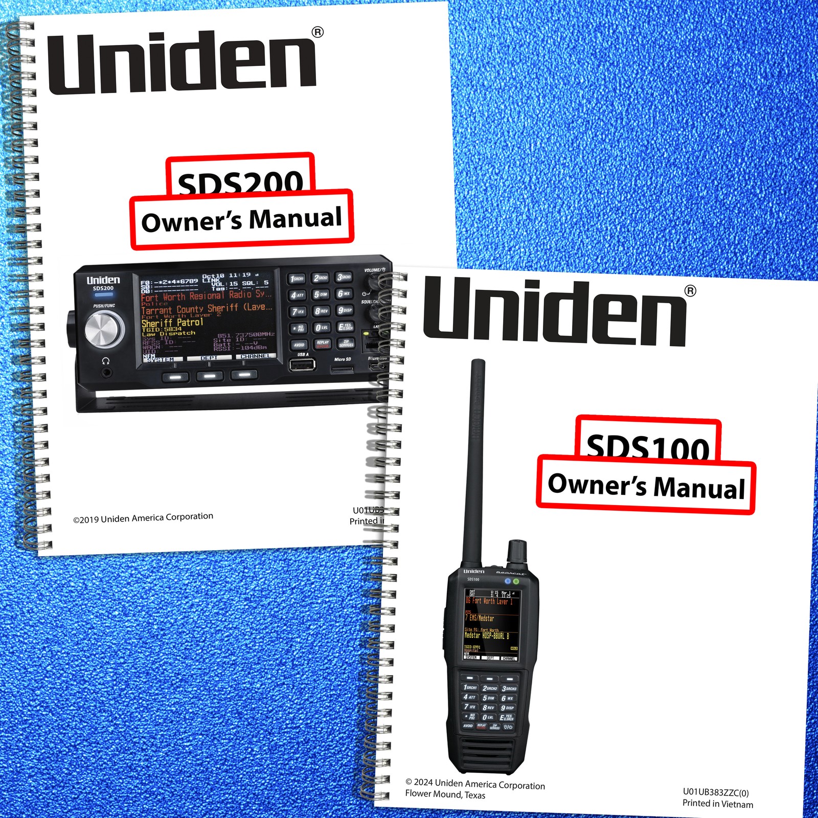 Uniden SDS200 & SDS100 Owner’s Manual BUNDLE – STEEL WIRE BOUND – TOUGH COVERS