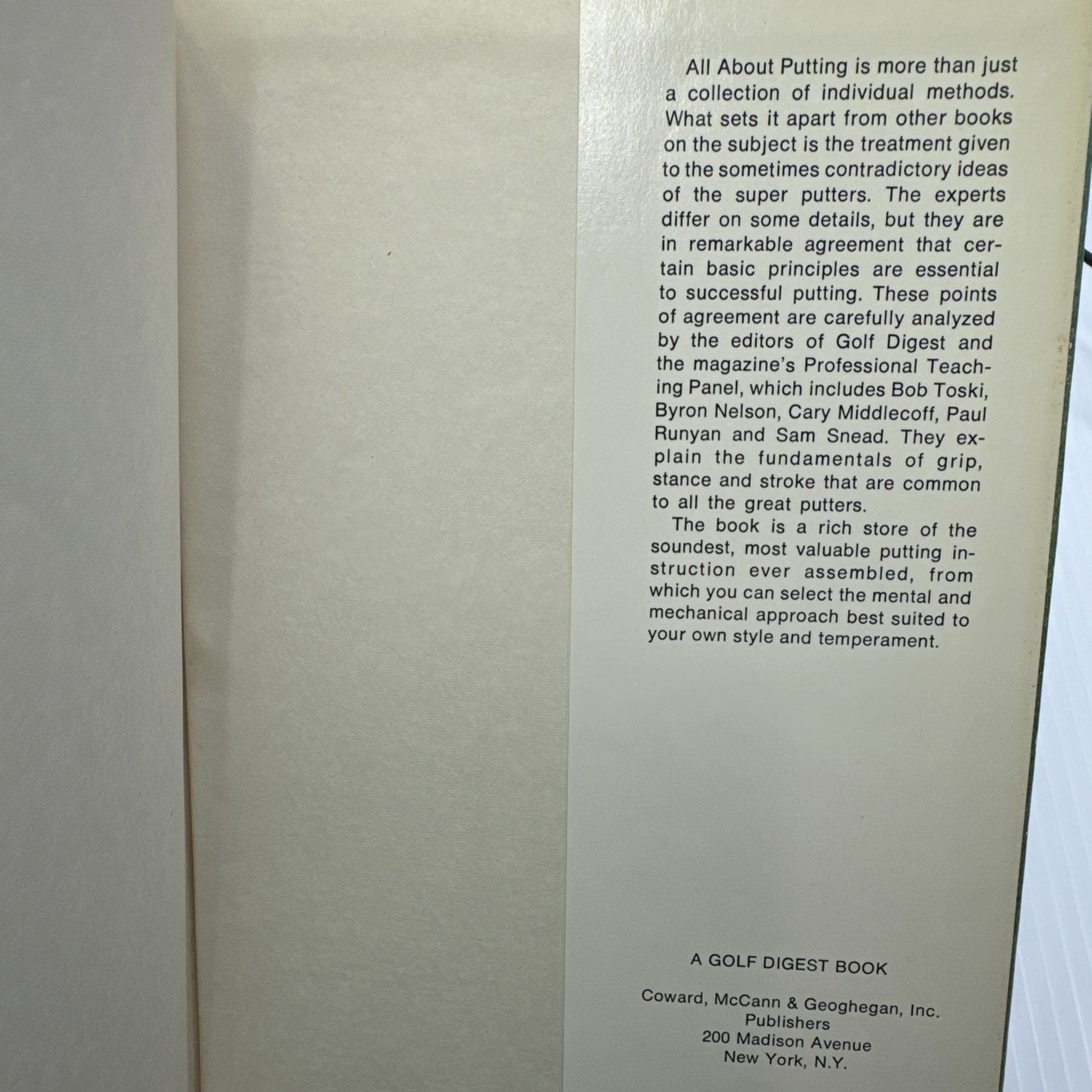 All About Putting editors Golf Digest Magazine Hardcover 1973 Vintage Golf Book