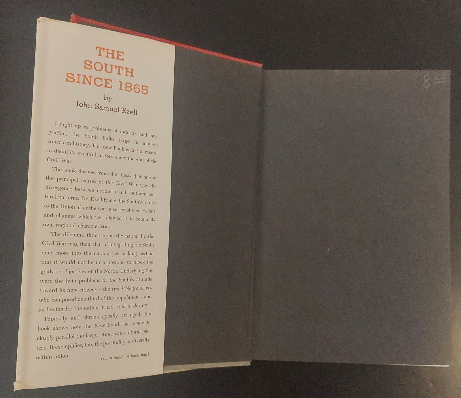 Vintage 1964 “The South Since 1865” John S Ezell HC/DJ First Edition/2nd Printng