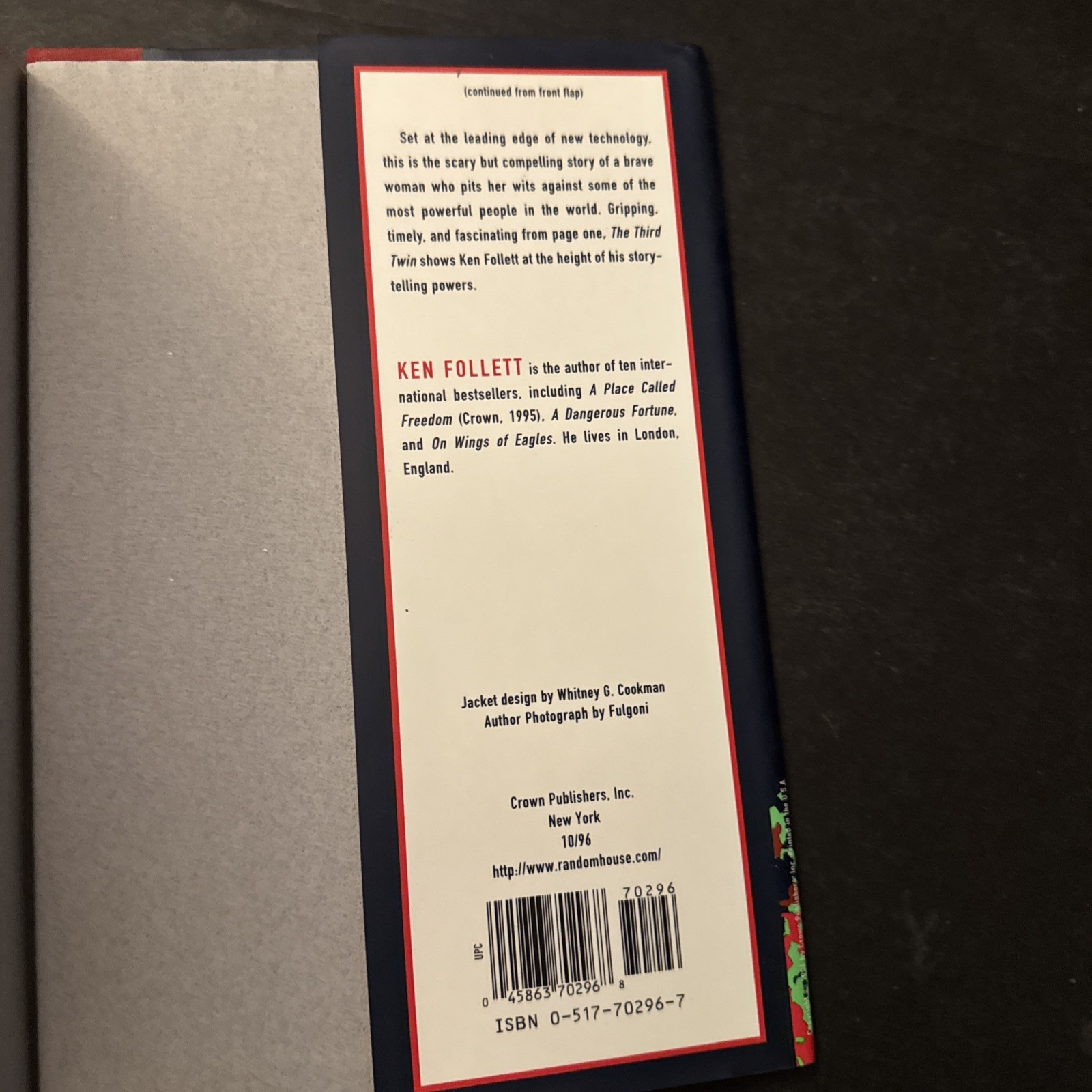 The Third Twin by Ken Follett 1996 First Edition Hardcover