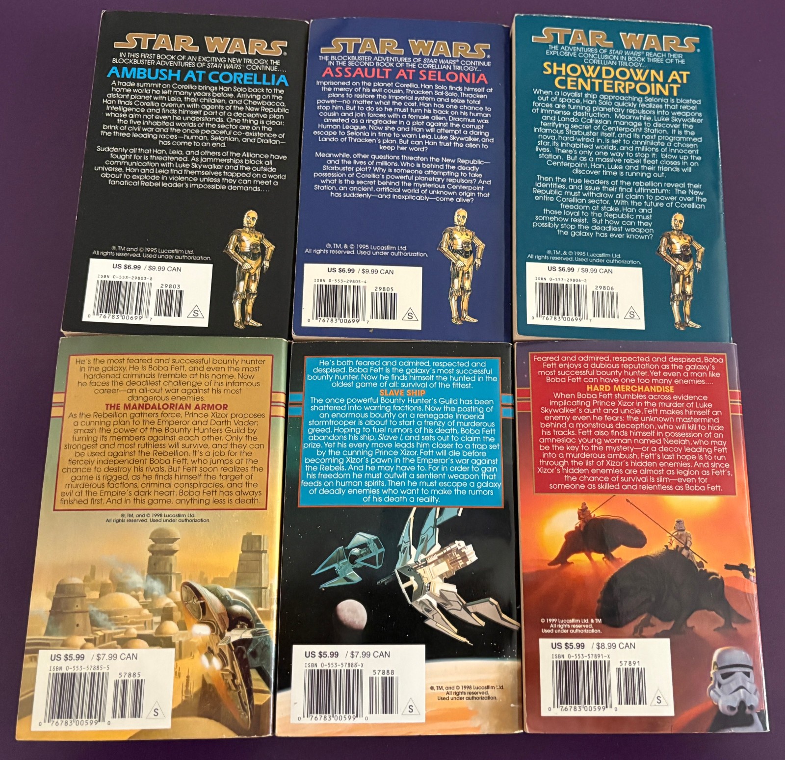 Star Wars Bounty Hunter Wars Trilogy Corellian Trilogy PB Paperback 6 Book Lot