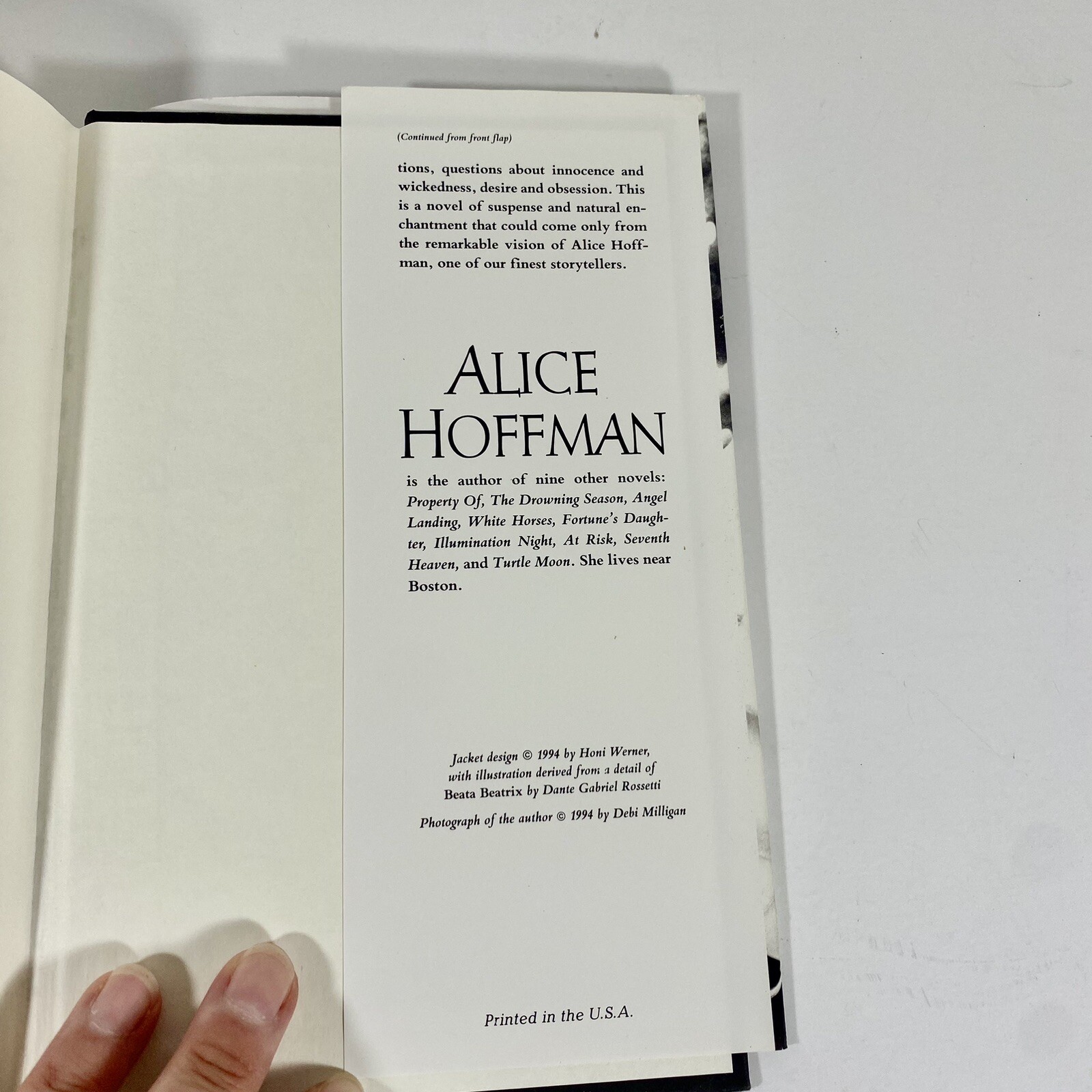 Second Nature By Hoffman Alice Hardcover 1994 Book Novel GOOD