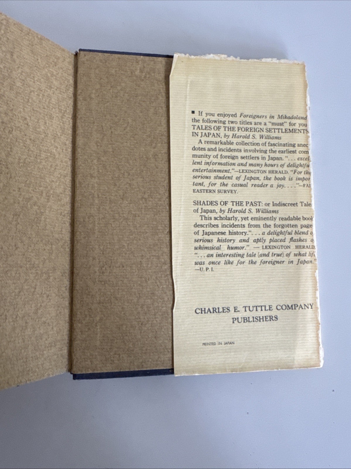 FOREIGNERS IN MIKADOLAND By Harold S. Williams – Japan – 1st Edition – HC DJ