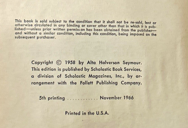 When the Dikes Broke (1966) ~ Alta Halverson Seymour ~ Scholastic TX 309