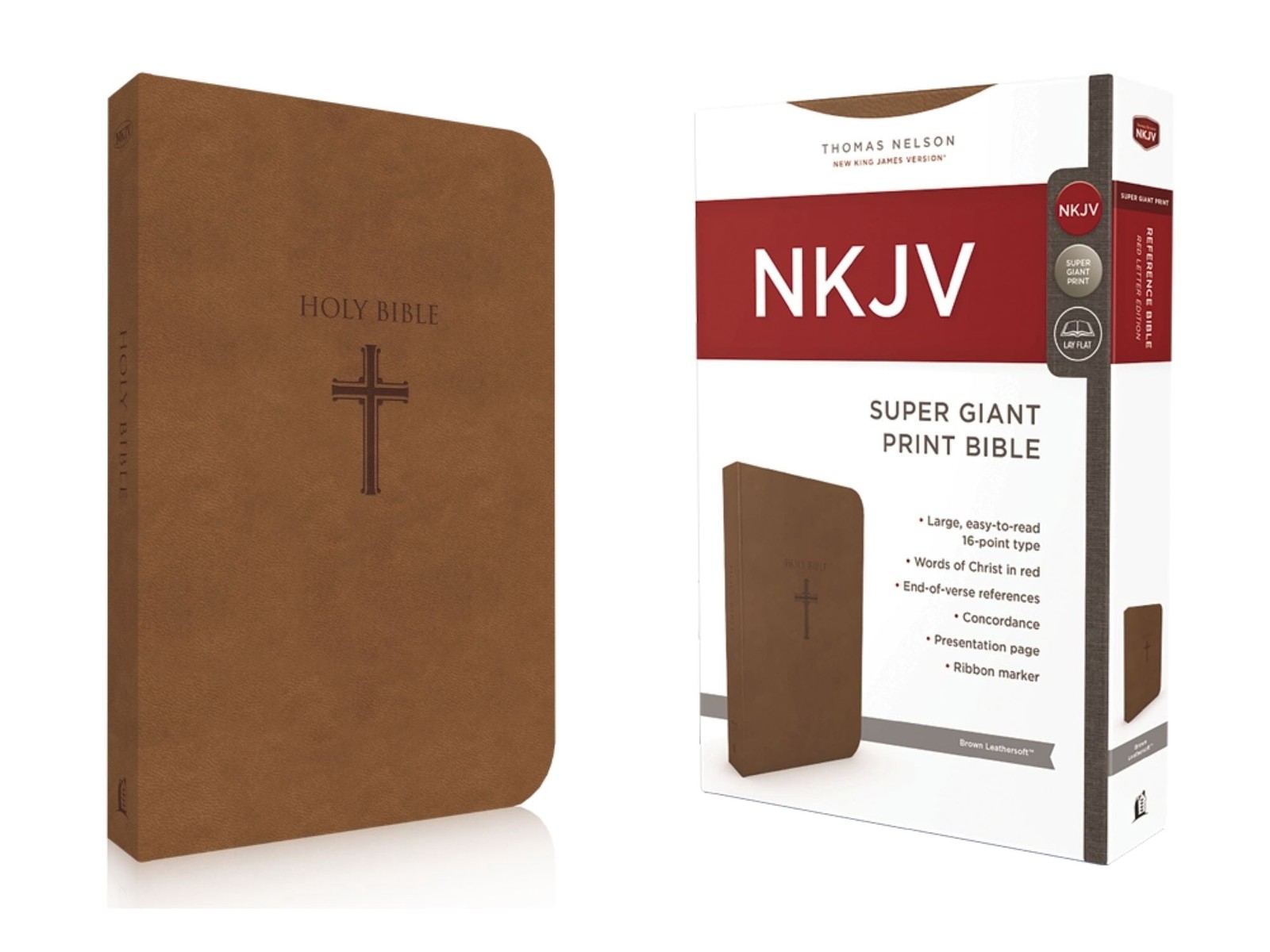 NKJV Super Giant Print Reference Bible, Leathersoft, Brown