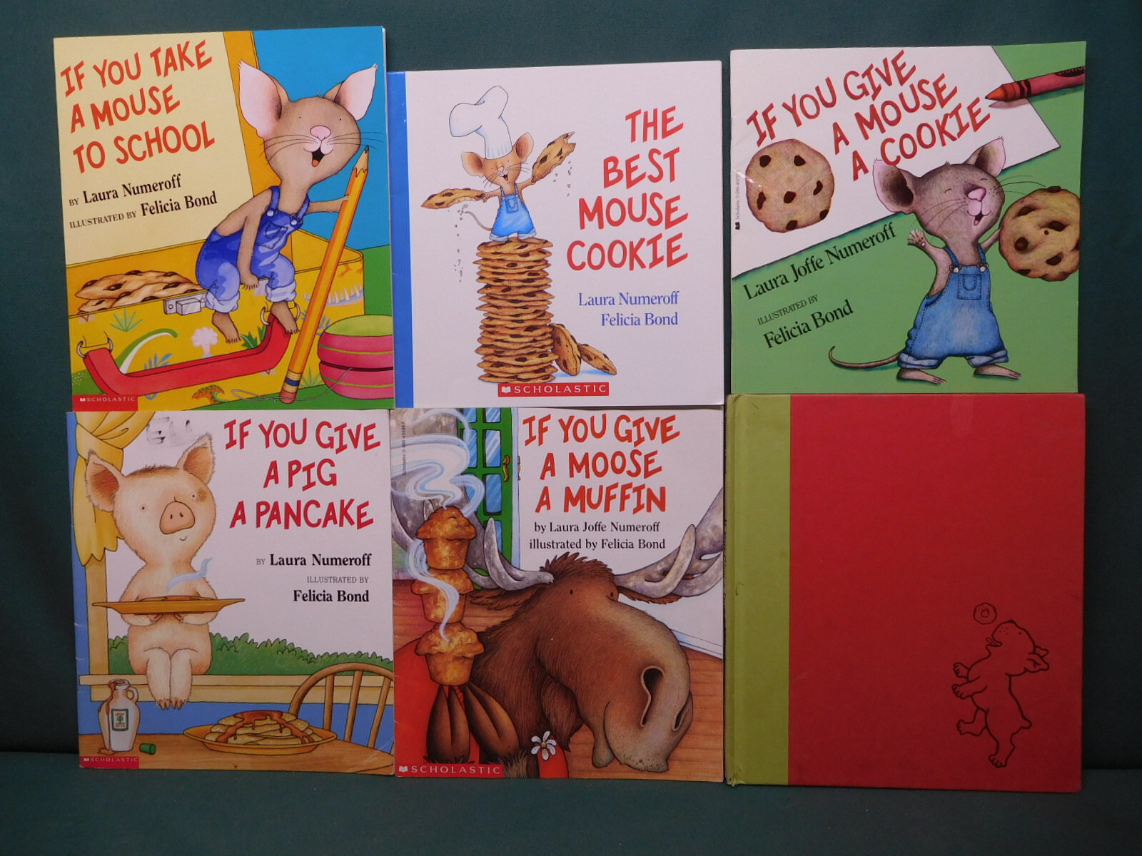 Lot of 6 books Laura Numeroff Mouse Cookie School Pig Pancake Moose Dog