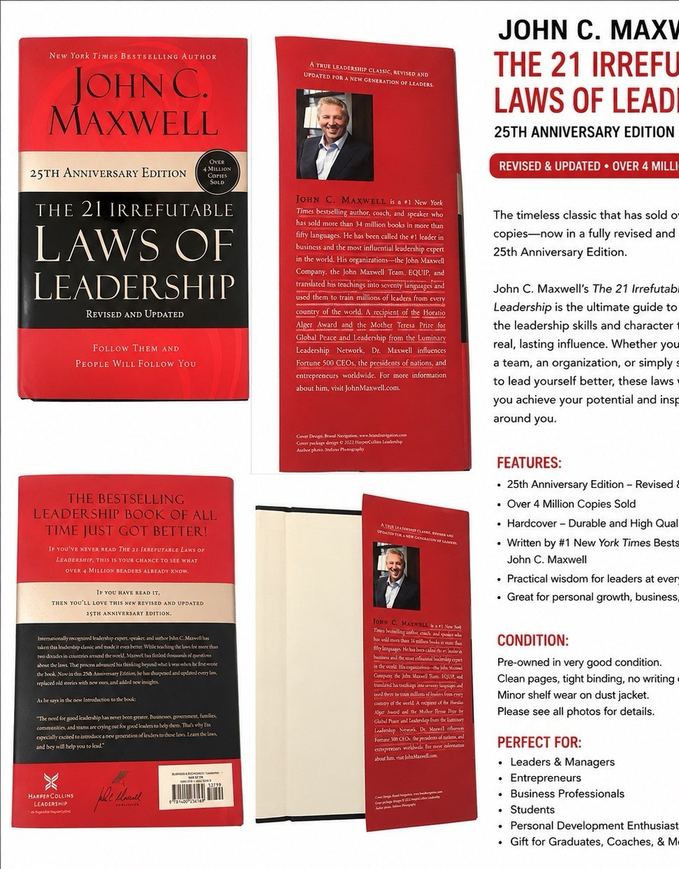 John C. Maxwell The 21 Irrefutable Laws of Leadership 25th Anniv HC DJ