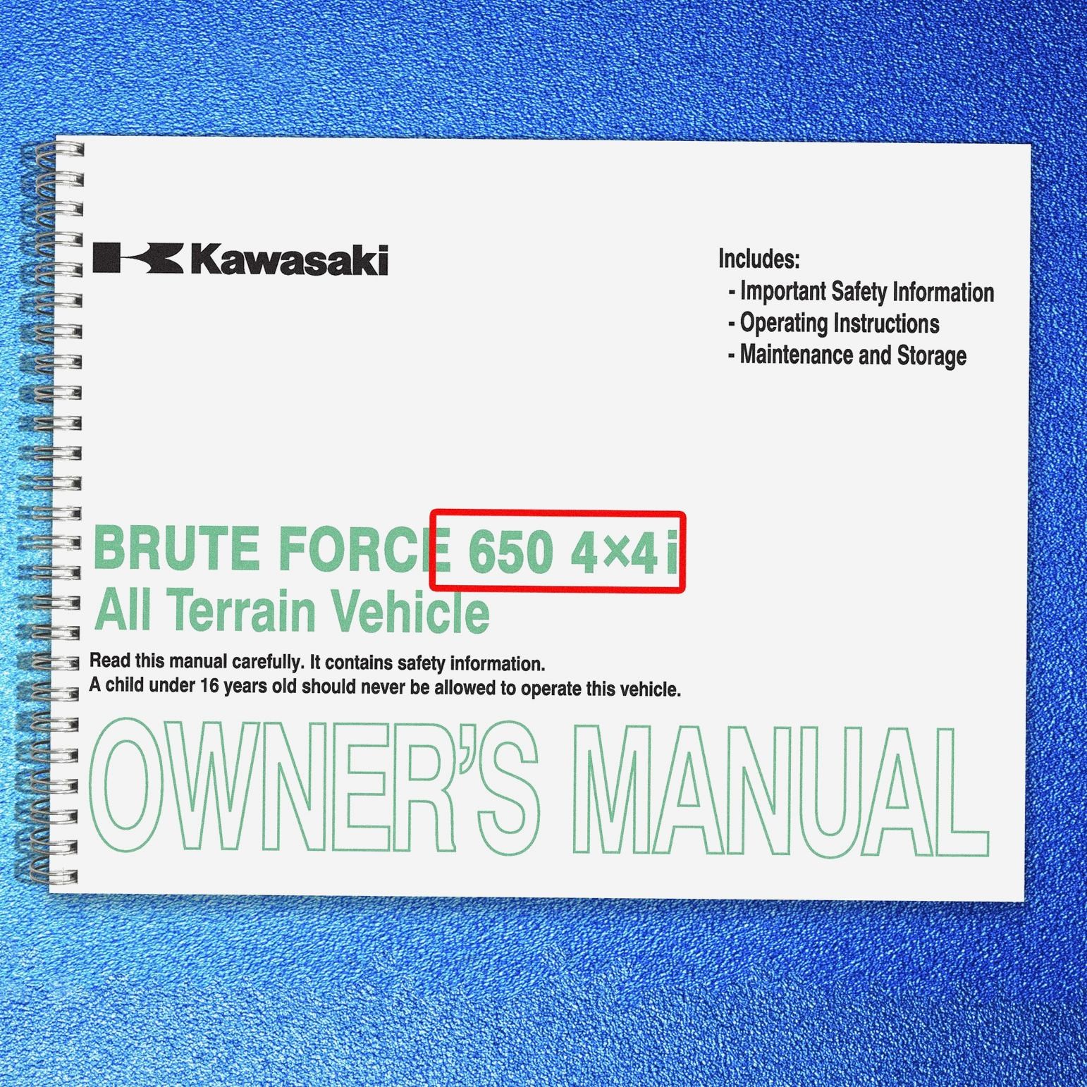 KAWASAKI Brute Force 650 4x4i Owners Manual 2013, BINDING – TOUGH COVERED
