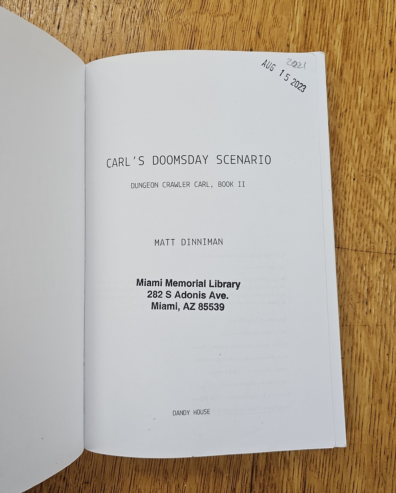 Carl’s Doomsday Scenario DCC 2 Full Out of Print OOP 2 Matt Dinniman Good
