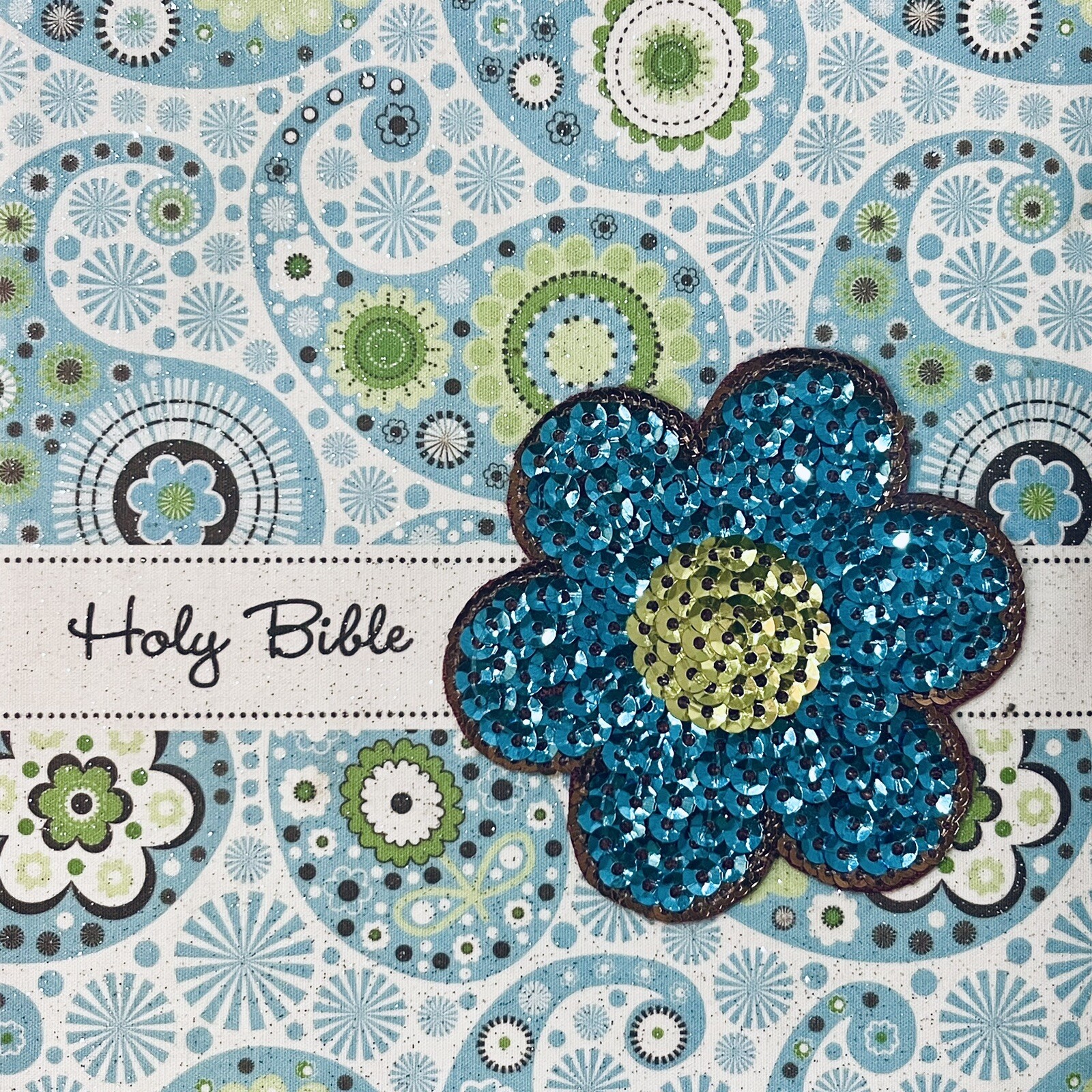 Zondervan NIV Sequin Bible Leathersoft Paperback Blue Easier To Read Red Letter