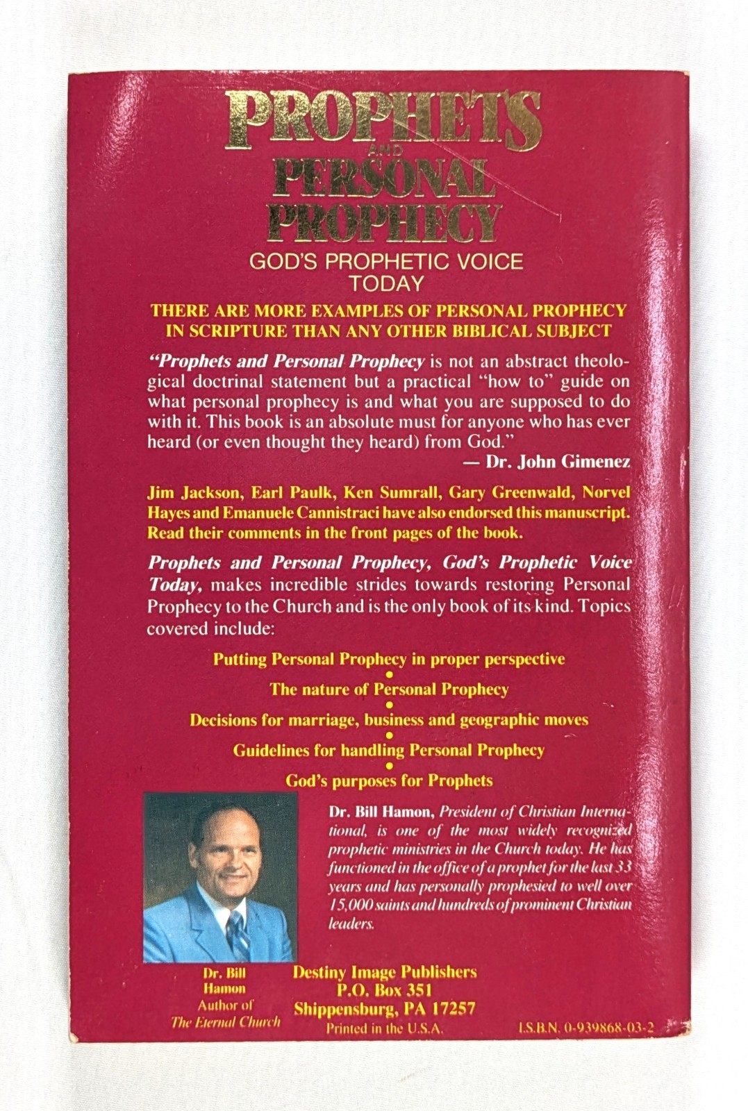 Prophets and Personal Prophecy by Bill Hamon 1989 Paperback Gods prophetic voice