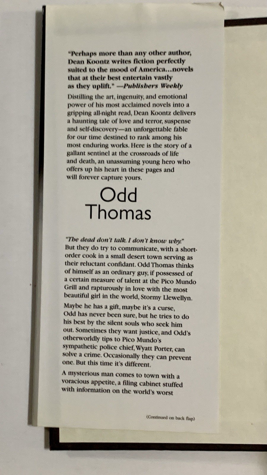Odd Thomas Hardcover Novel By Dean Koontz 2003 A Bantam Book