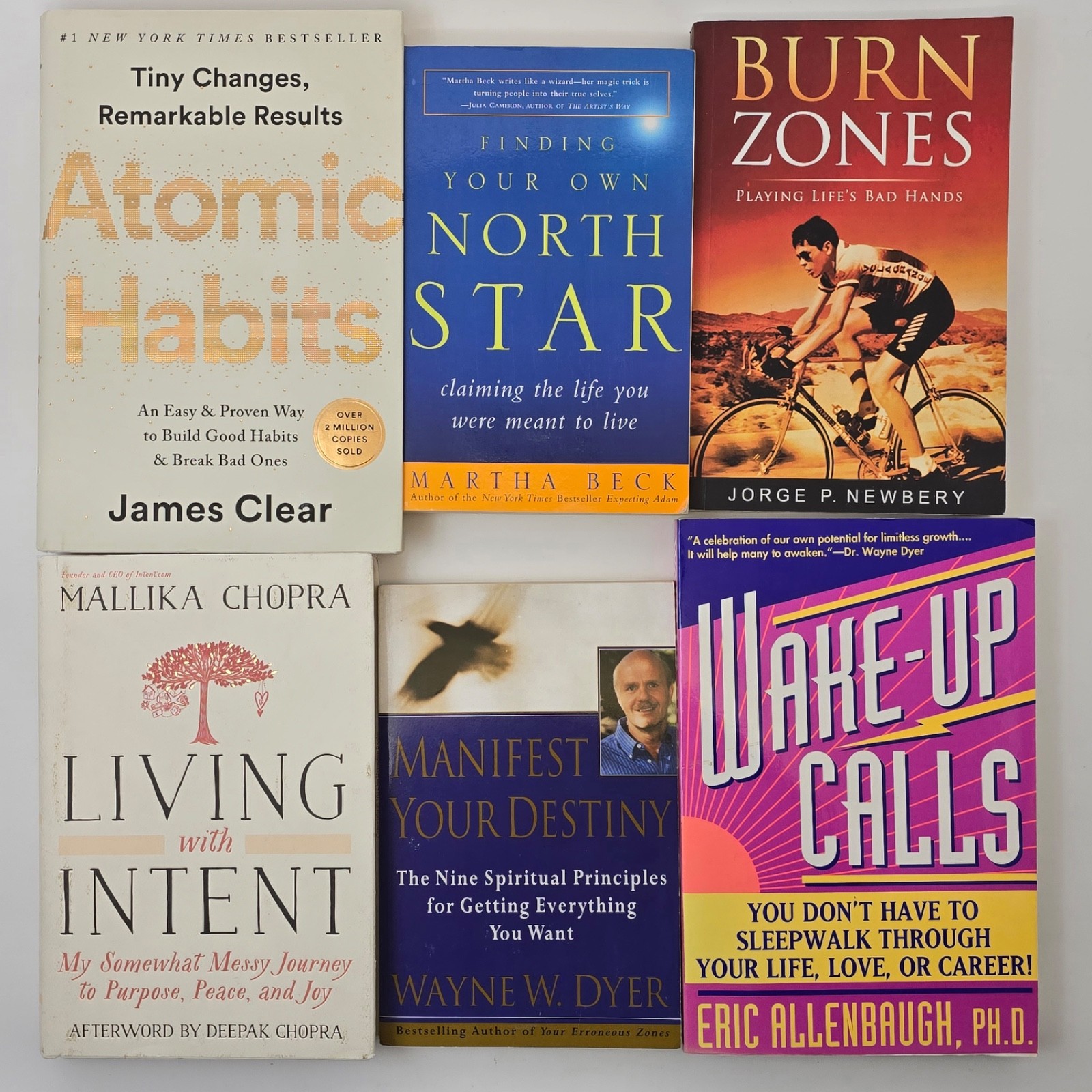 Personal Growth Lot of 6 Atomic Habits HC Wayne Dyer Martha Beck Chopra Intent