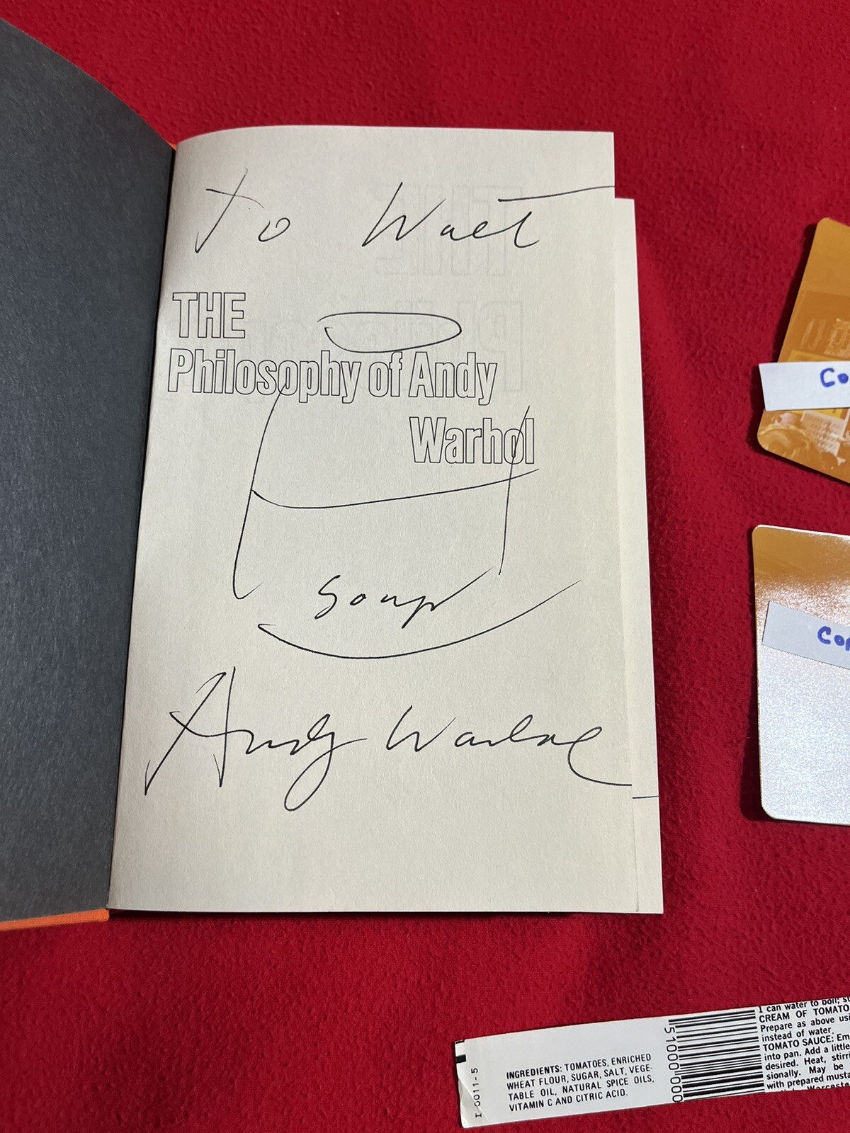 🔥 Andy Warhol Book Tomato Soup Label Photo UNIQUE RARE ARTIST SIGNED AWESOME