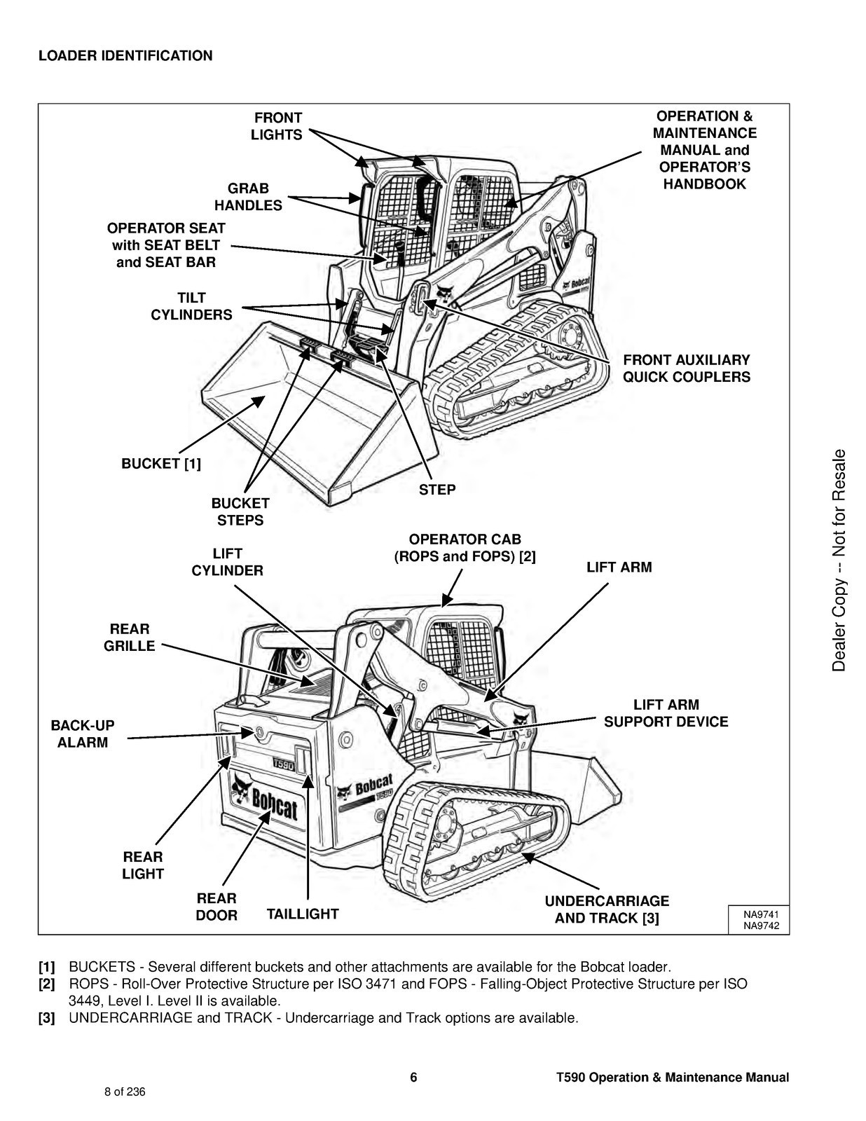 BOBCAT T590 Compact Track Loader Operators Manual 2018 – WIRE SECURED – COVERING