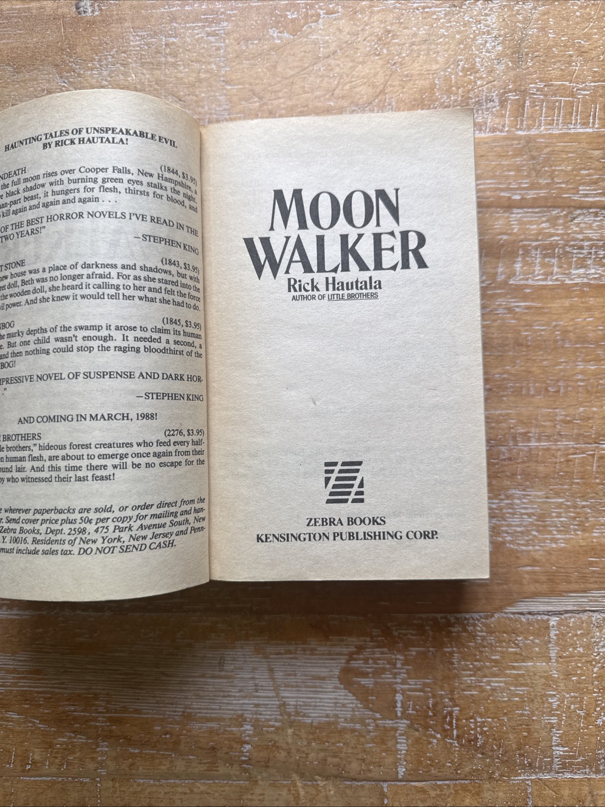 Moon Walker – Rick Hautala – First Printing 1989 (Zebra Horror) Paperback