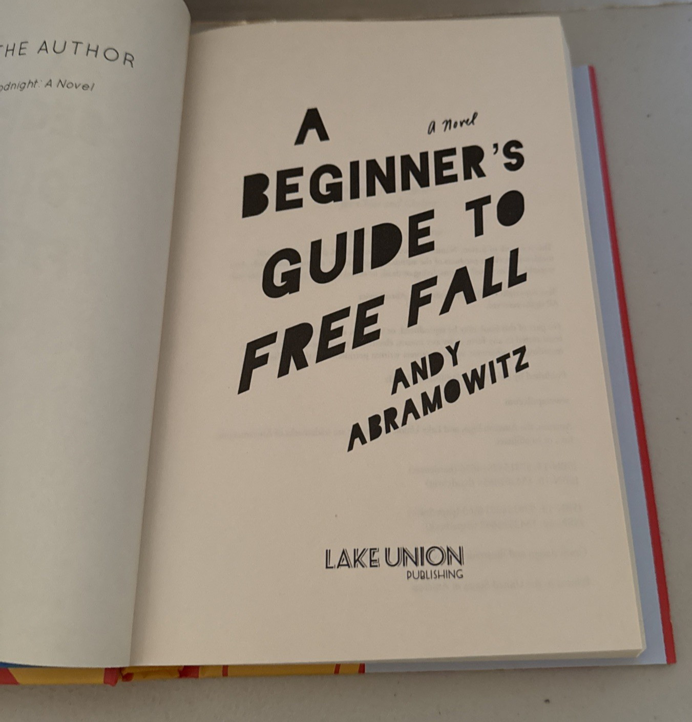 “A Beginner’s Guide to Free Fall” by Andy Abramowitz (Hardcover)