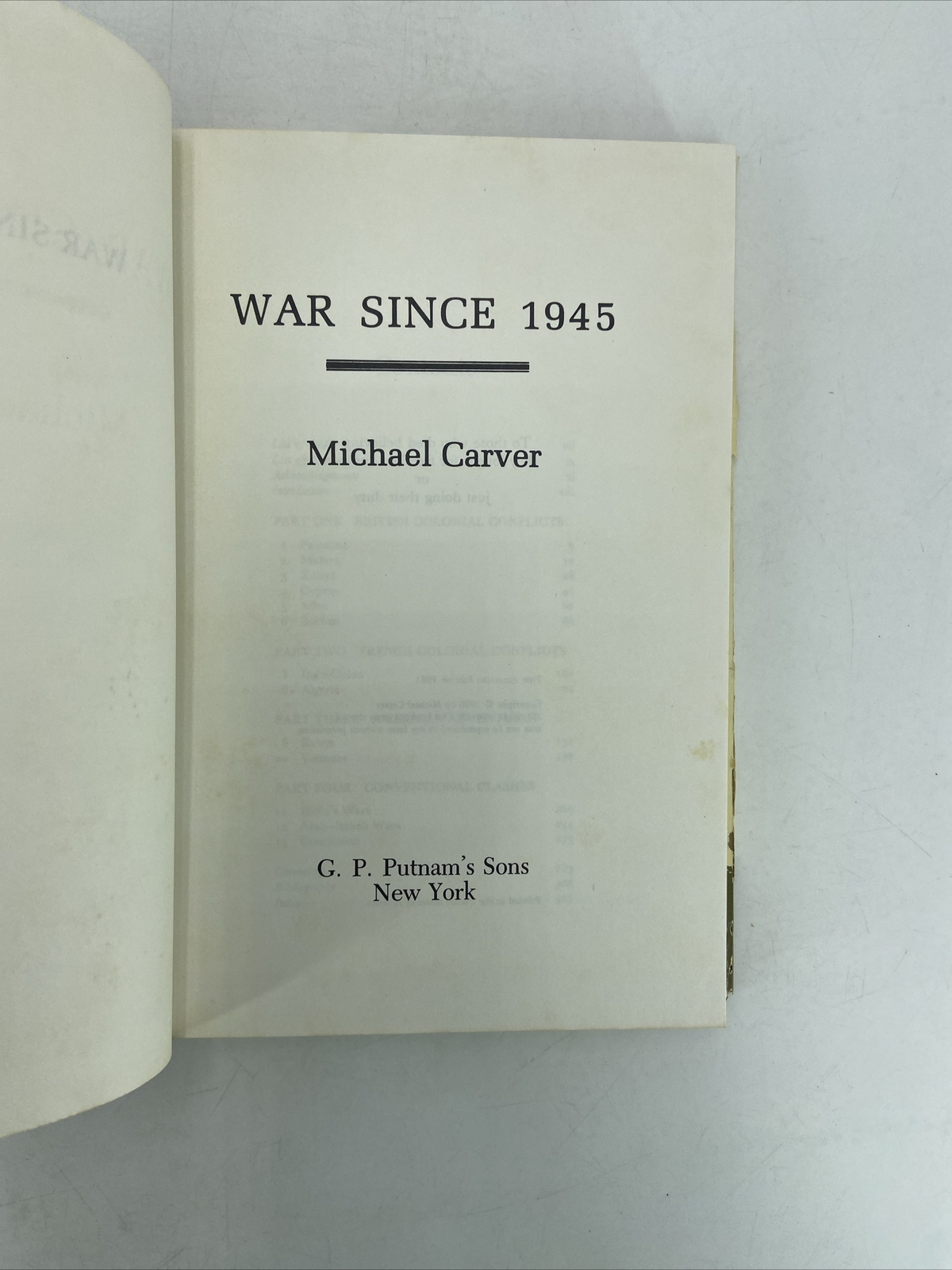 War Since 1945; Michael Carver; First American Edition HC/DJ