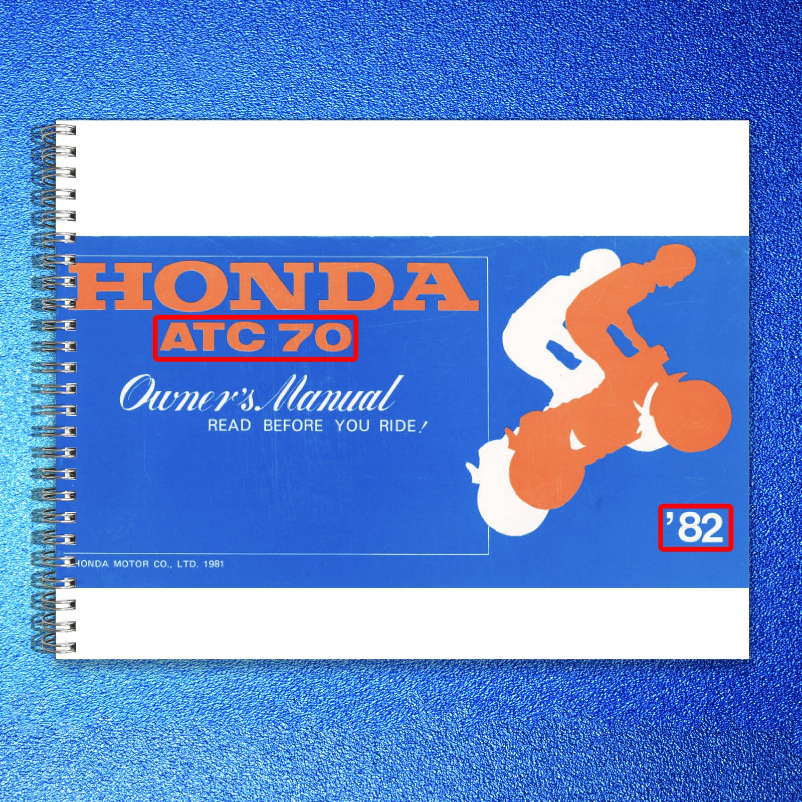 HONDA ATC70 All-Terrain Cycle Owners Manual 1982 – WIRE BOUND – TOUGH COVERS