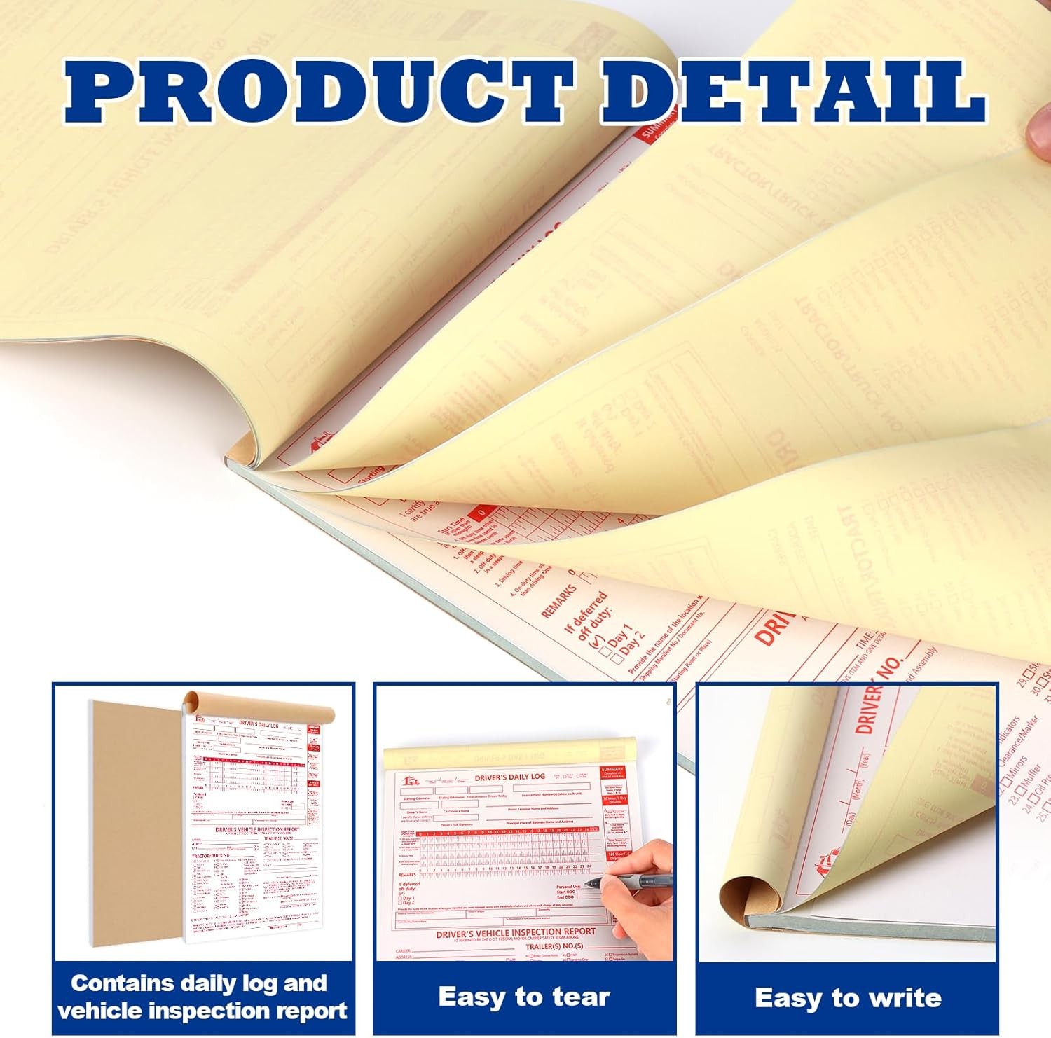 10 Pcs 8.5x11inch 2-in-1 Driver Log Books for Truckers Dot Book Driver…
