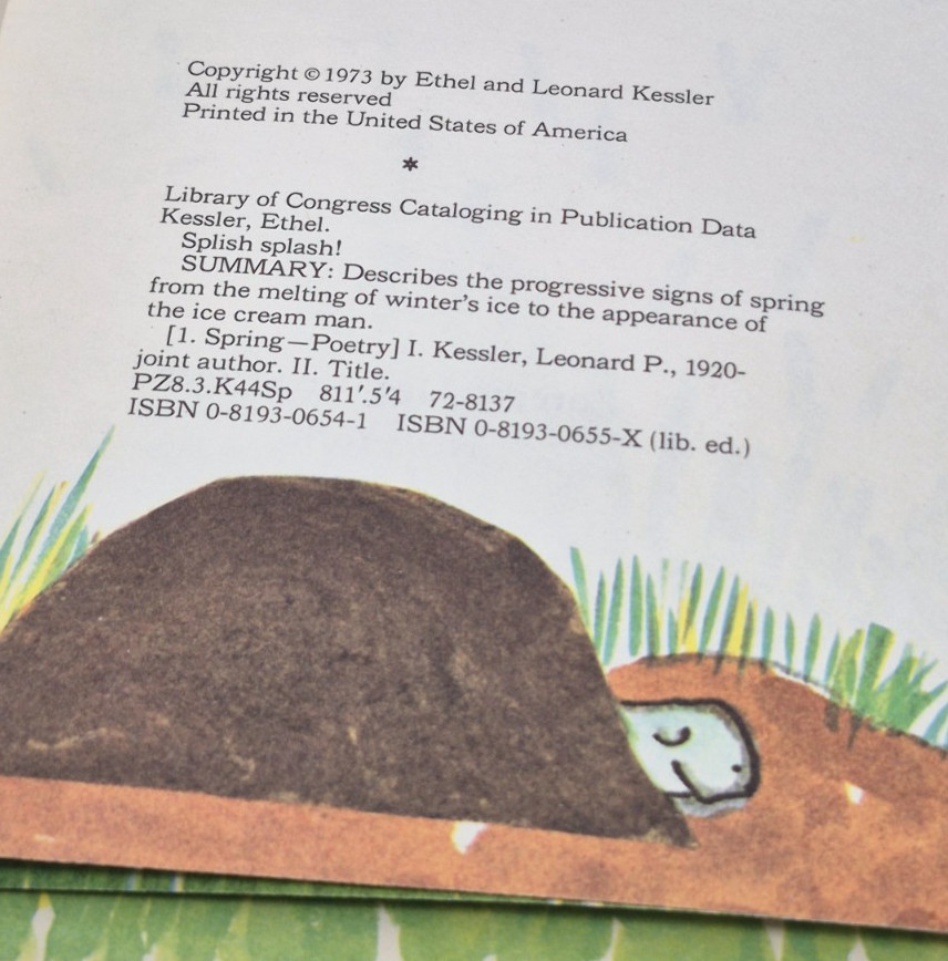 Splish Splash! by Ethel and Leonard Kessler 1973 Parents Magazine Press Spring