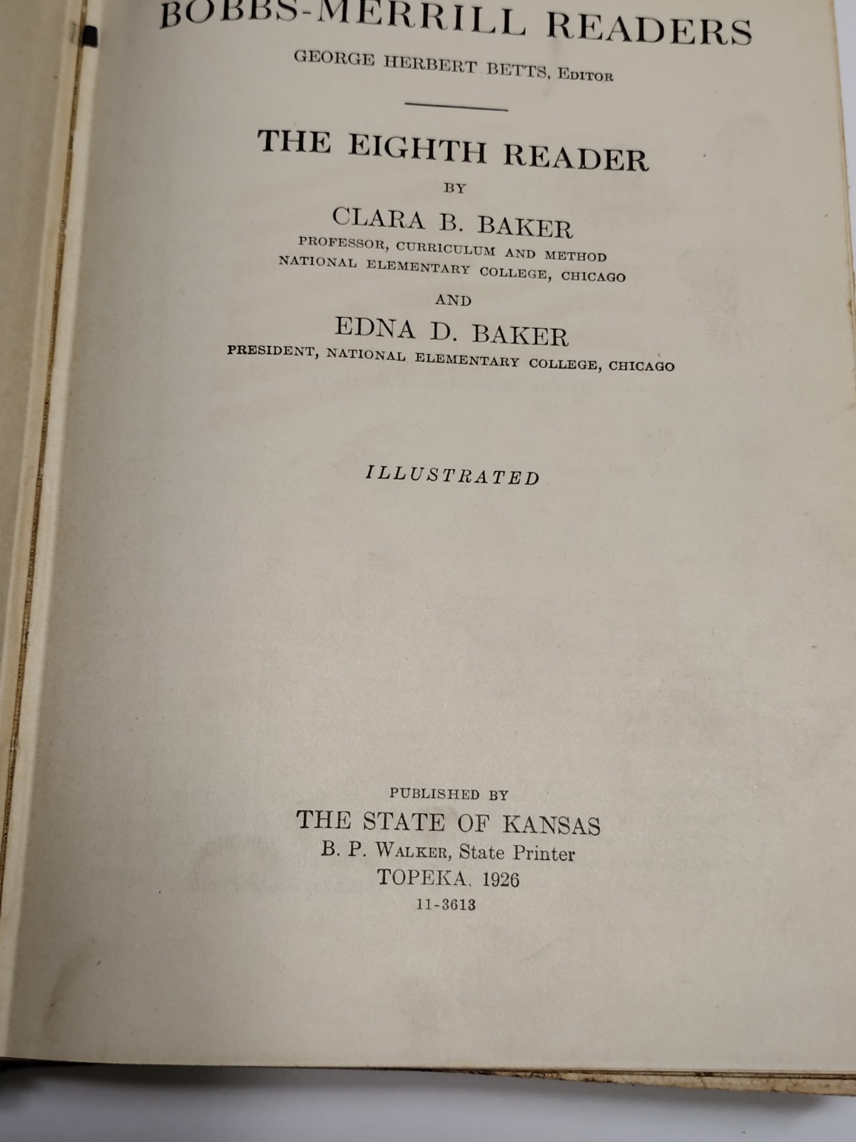 Bobbs Merrill Eighth Reader CR 1926 Vtg Baker Homeschool Distress 100 Yr. Old.