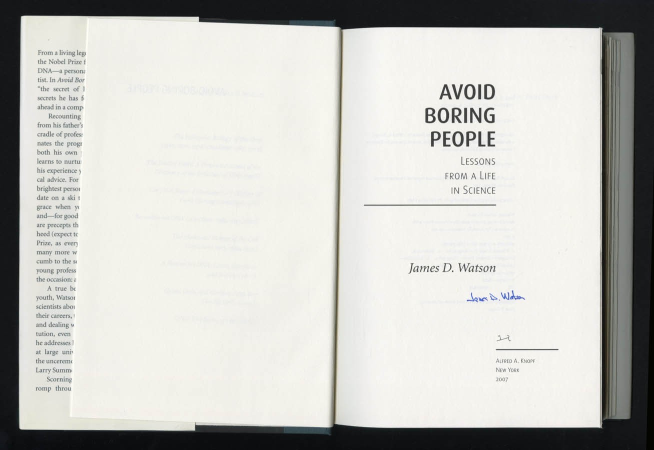 James D. Watson SIGNED AUTOGRAPHED Avoid Boring People HC 1st Ed Print DNA Crick