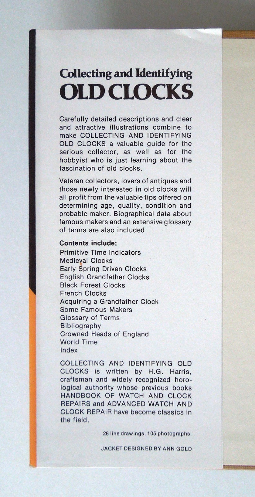 Collecting and Identifying Old Clocks – H.G. Harris, 1977 hc, Emerson Books Inc.