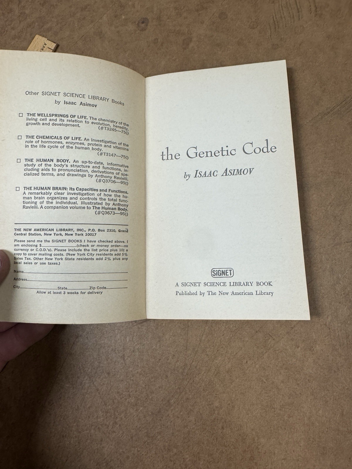 The Genetic Code 1962 PB by Isaac Asimov-Mentor/New American Library N