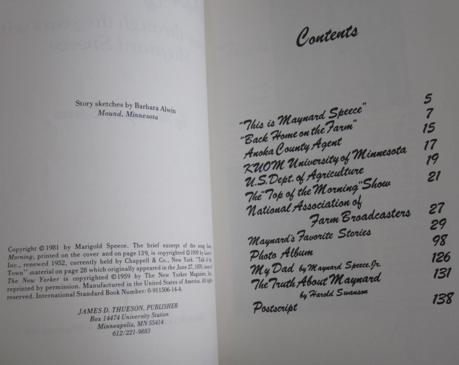 “Humor Through Years” with Maynard Speece 1st ed SIGNED 1981 Minnesota WCCO