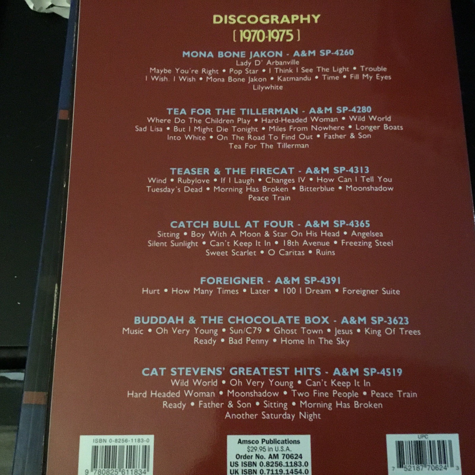 Cat Stevens Complete : Songs From 1970-1975 by Cat Stevens (1992, Paperback)