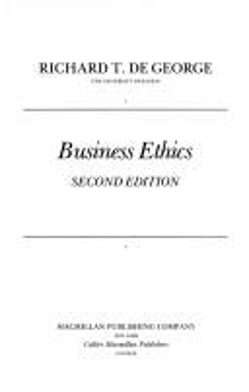 Business Ethics Paperback Richard T. De George