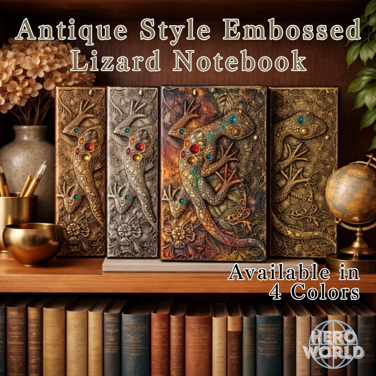 Embossed Lizard Journal A5 5.8 x 8.3 in Hardcover Leather Notebook Vintage Fa…