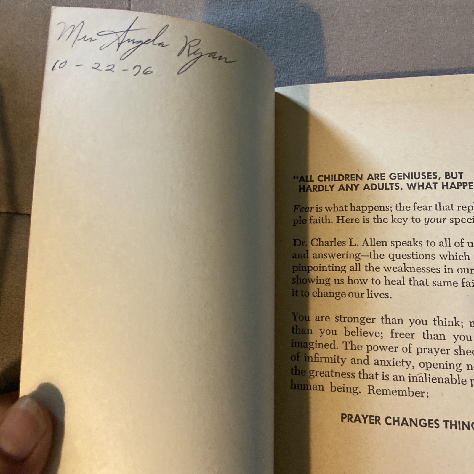Prayer Changes Things by Charles L. Allen Vintage 1975 Paperback Book